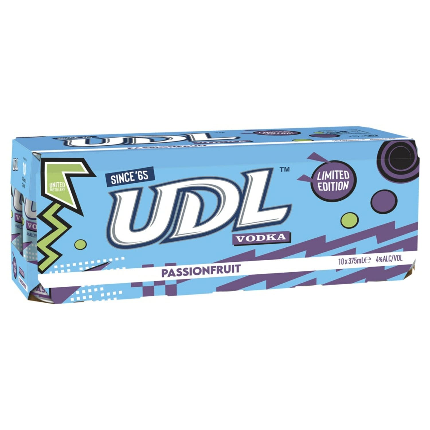 UDL Vodka & Passionfruit Limited Edition Can 375mL 10 Pack
