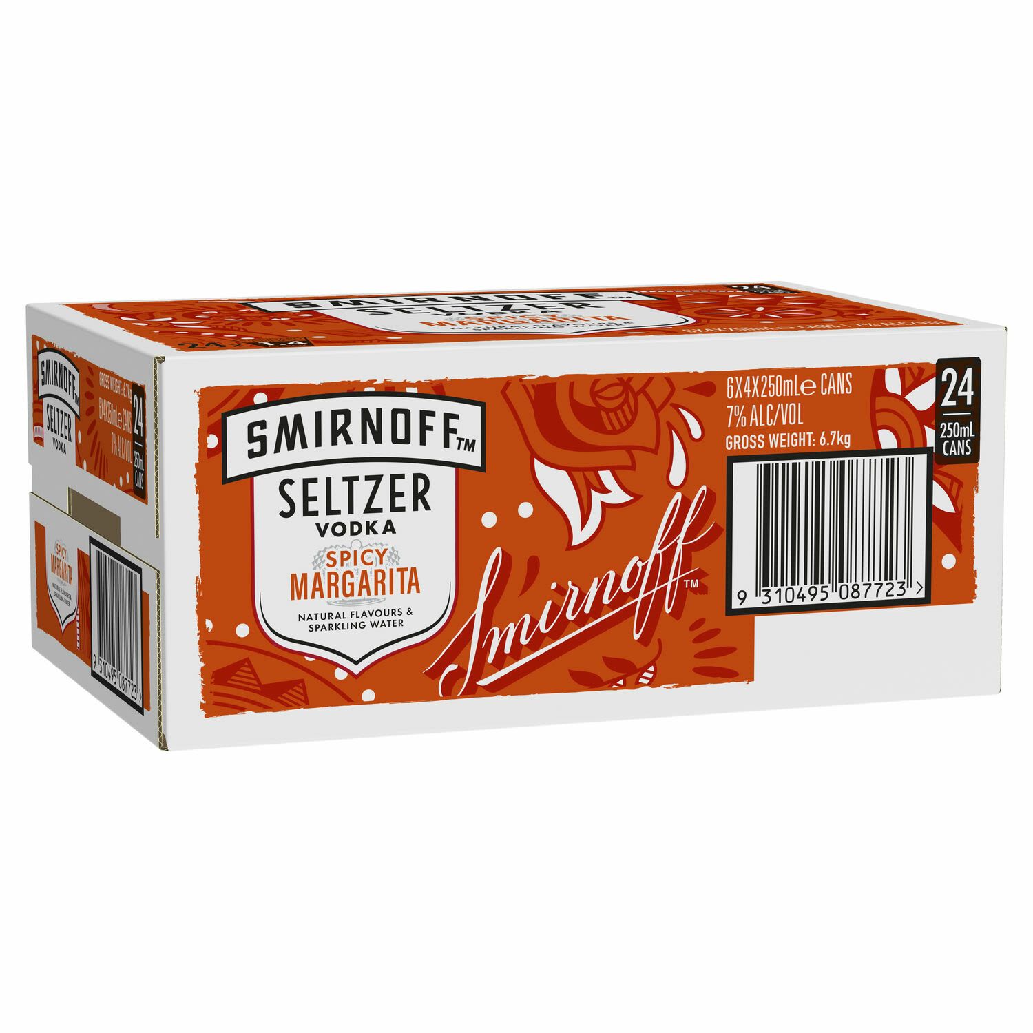 Smirnoff Seltzer Spicy Margarita Can 250mL 24 Pack