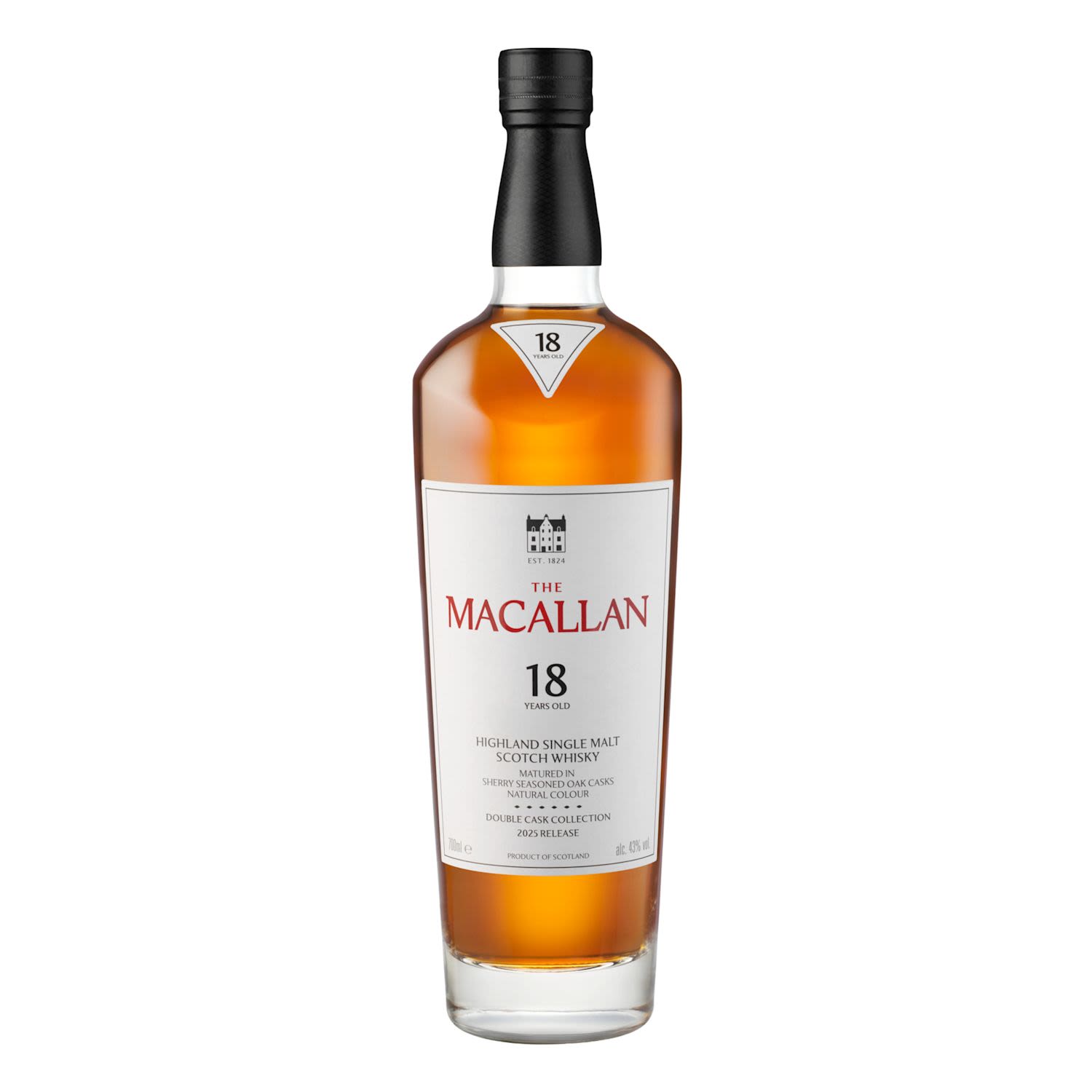 Macallan Highland Single Malt Scotch Whisky Sherry Oak Cask 18YO 700mL Bottle