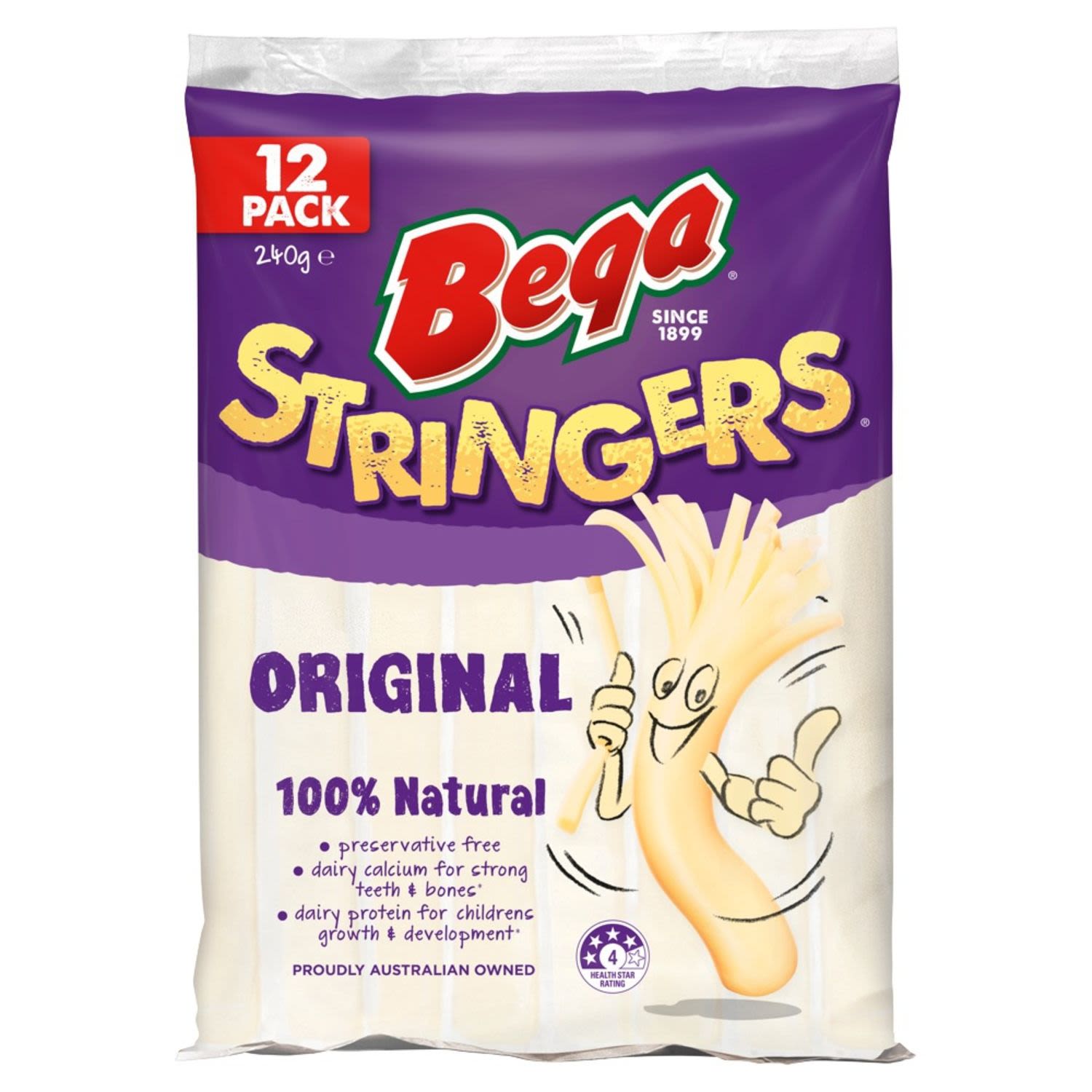 What makes Bega...Bega? Over 100 years of dairying heritage resulting in the unique taste you know and love. 4 Natural ingredients. Easy for kids to open. Fun to string & eat. Proudly Australian Owned. No artificial colours or flavours. 100% natural. Preservative free. Dairy protein for children's growth & development (As part of a healthy eating plan combined with regular physical activity).