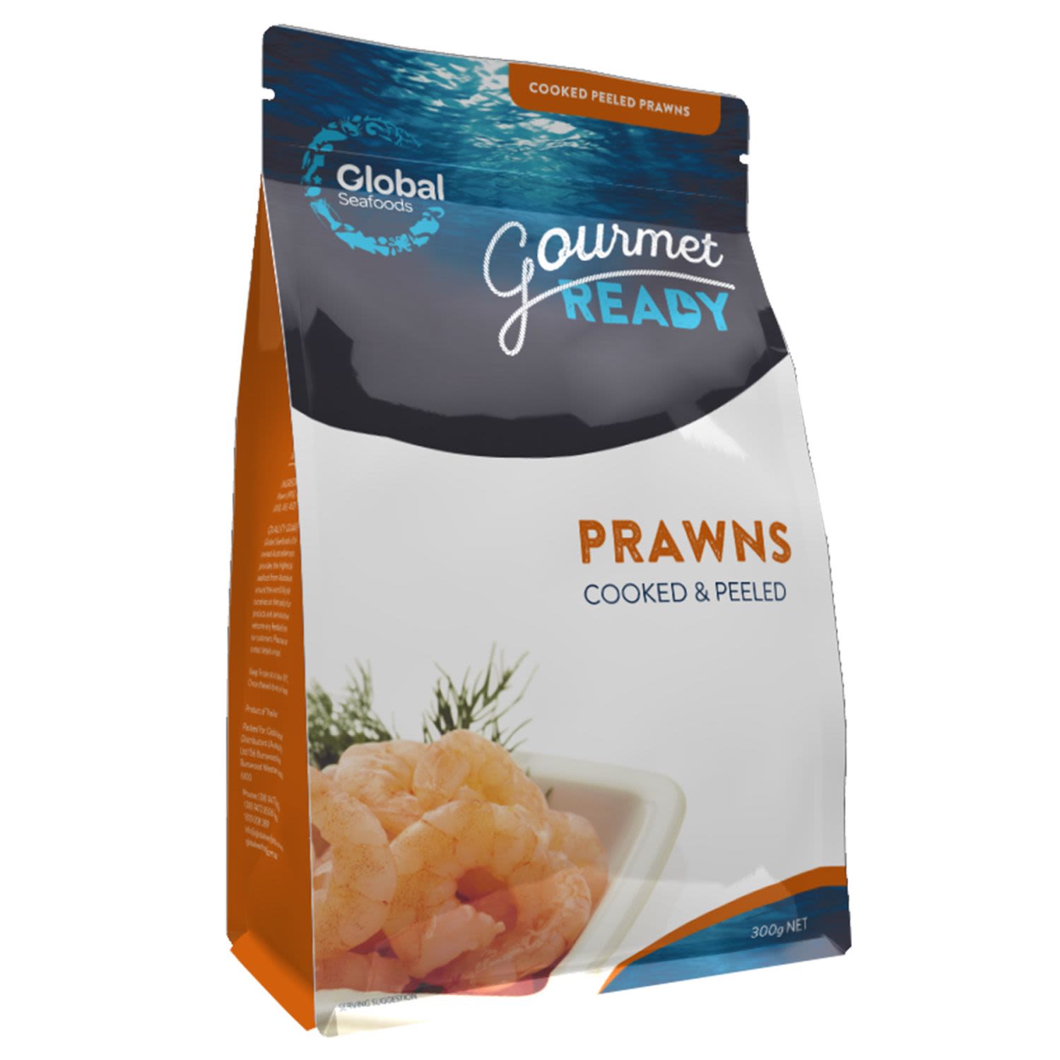 Global Seafoods Gourmet Ready Prawns Cooked & Peeled, 300 Gram