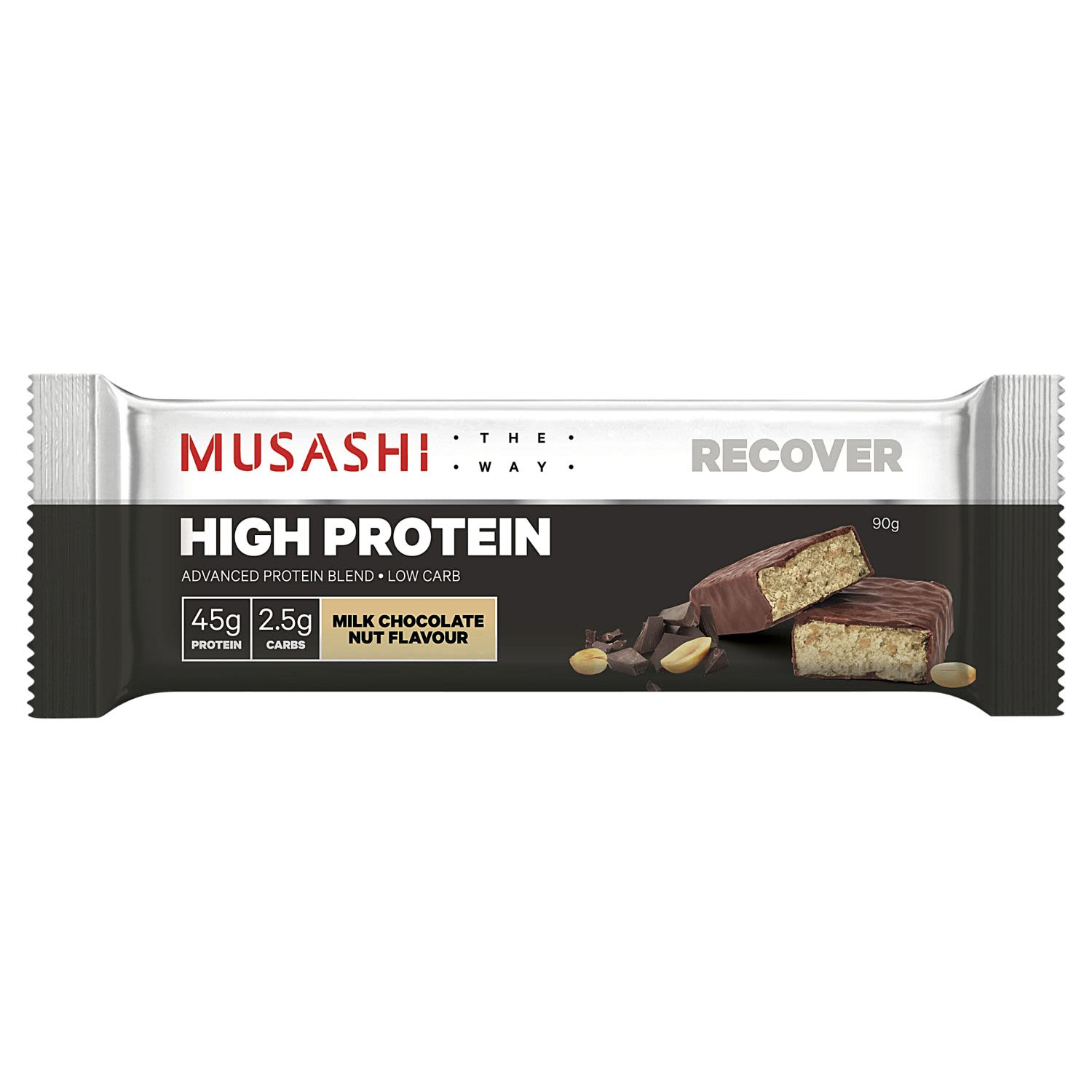 Musashi High Protein Bar Milk Chocolate Nut, 90 Gram