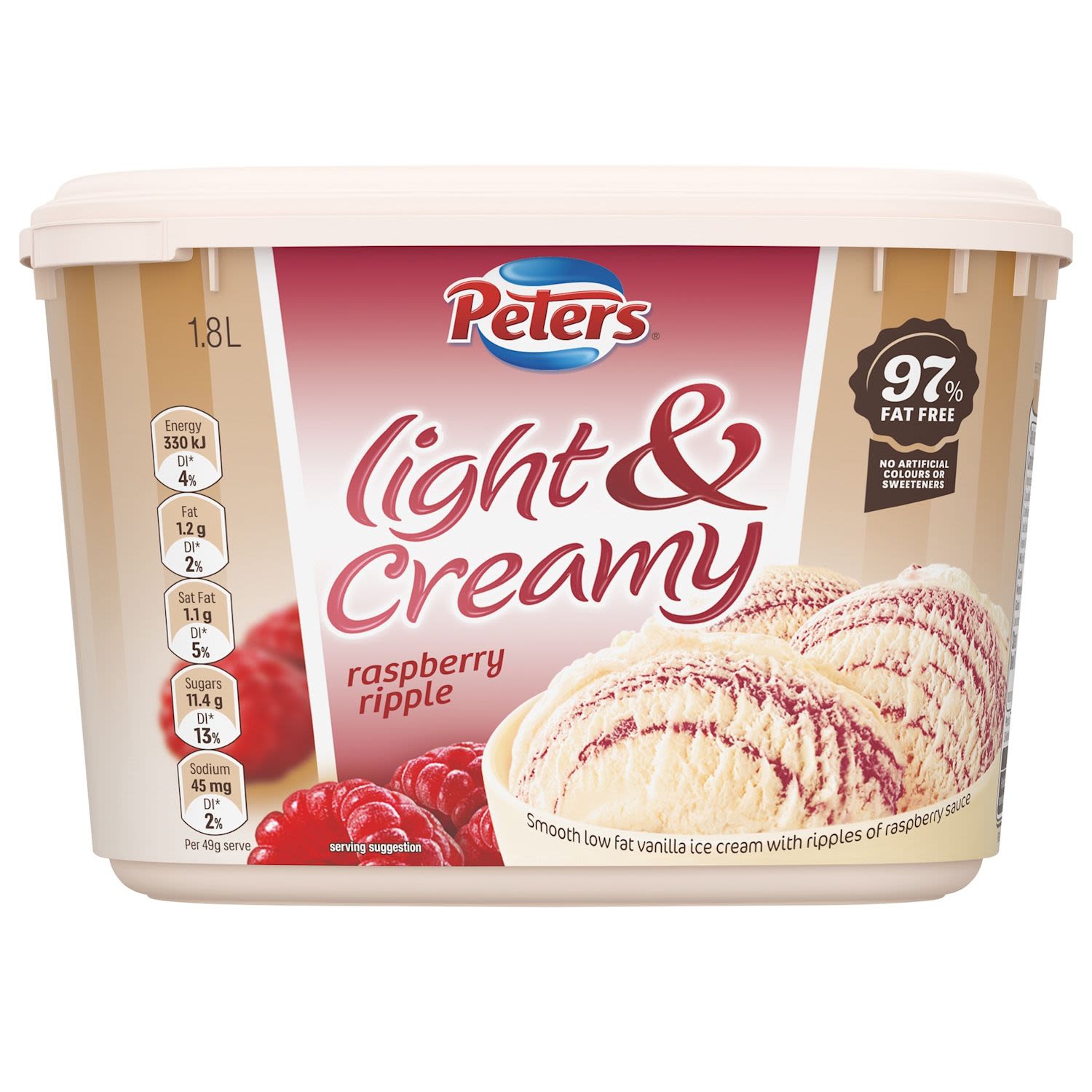 Peters Light & Creamy Raspberry Ripple Ice Cream