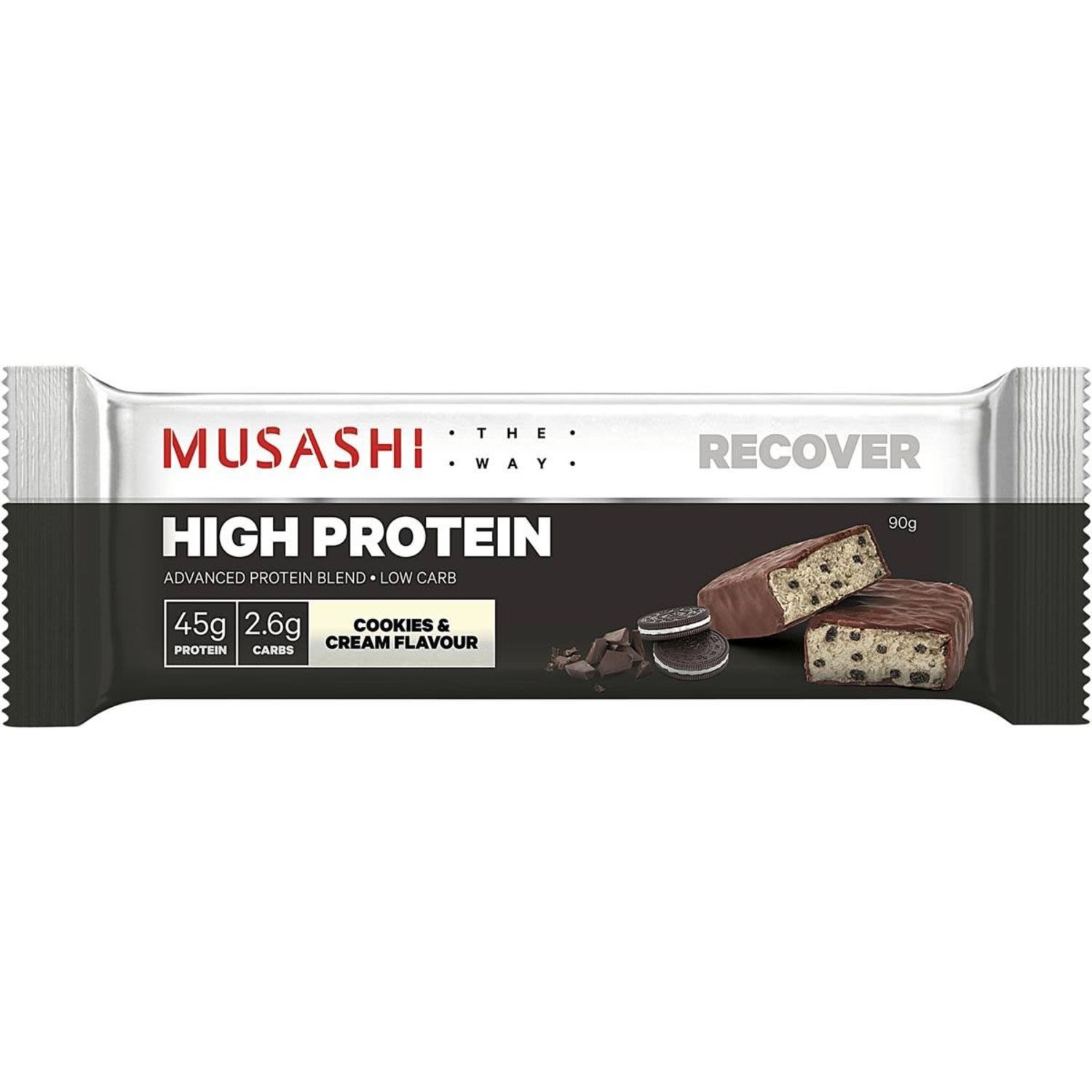 Musashi High Protein Bar Cookies & Cream, 90 Gram