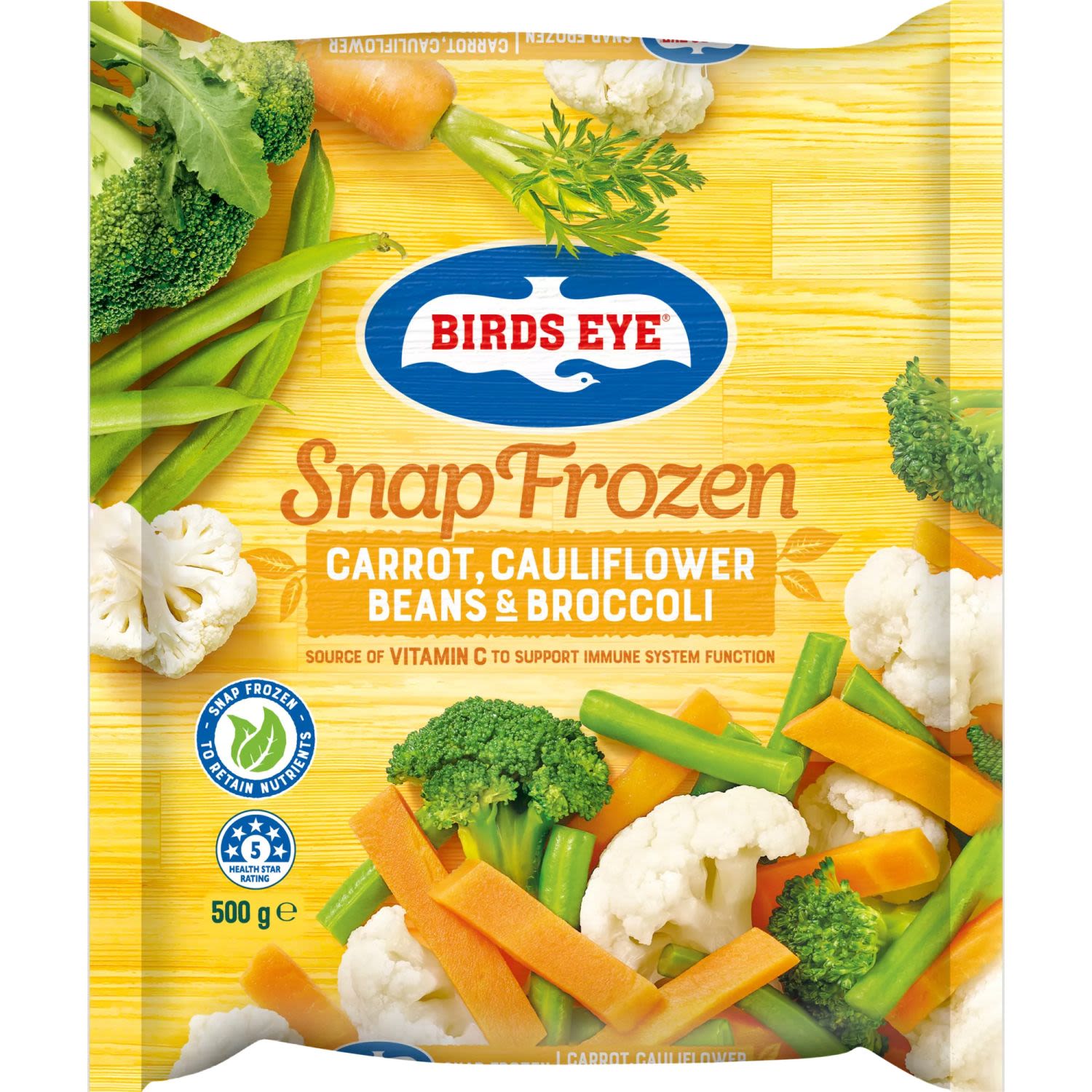 Birds Eye Country Harvest Carrot Cauliflower Beans & Broccoli, 500 Gram