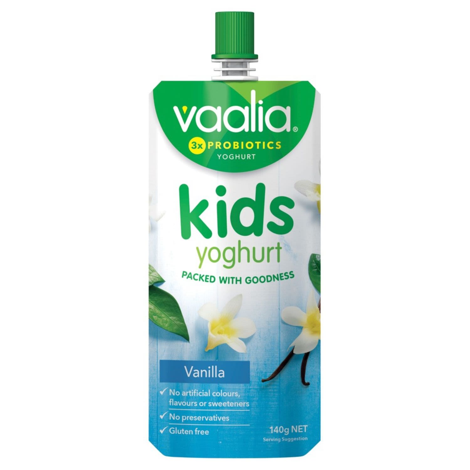 Vaalia Kids Probiotic Yoghurt Vanilla Pouch, 140 Gram