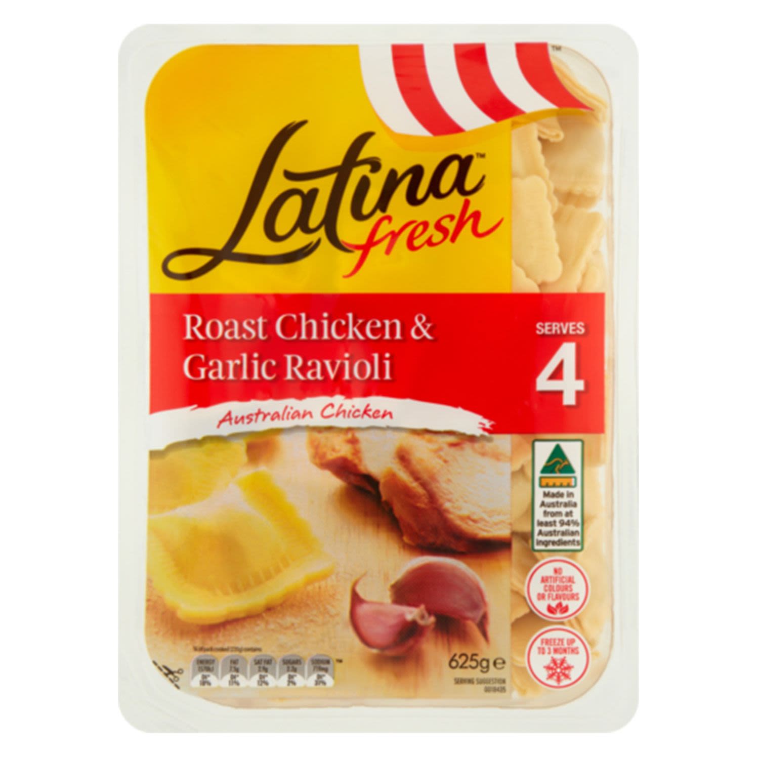 Latina Fresh Pasta Ravioli Chicken & Garlic, 625 Gram