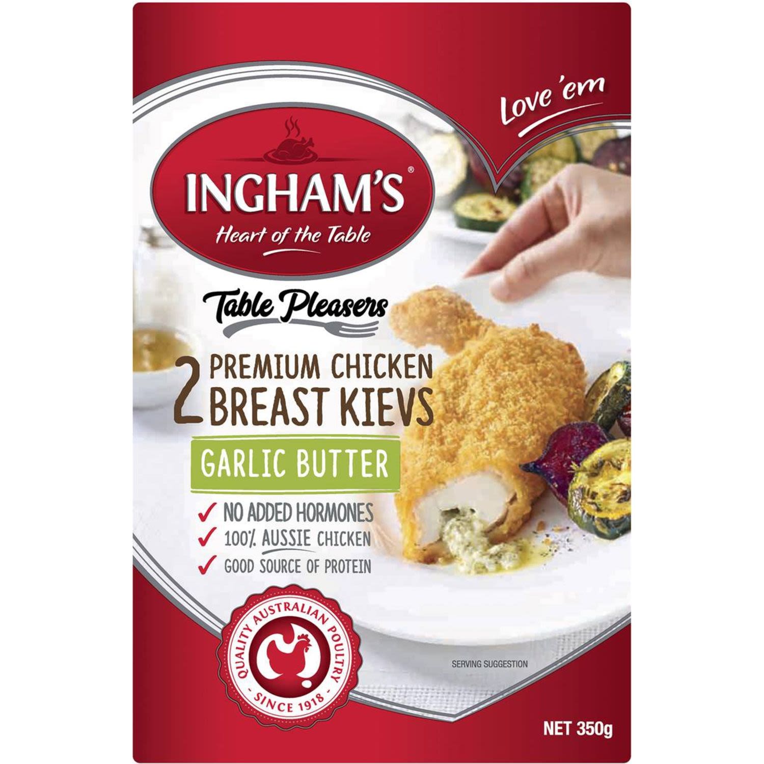 Ingham's Crumbed Chicken Kiev Garlic Butter, 350 Gram