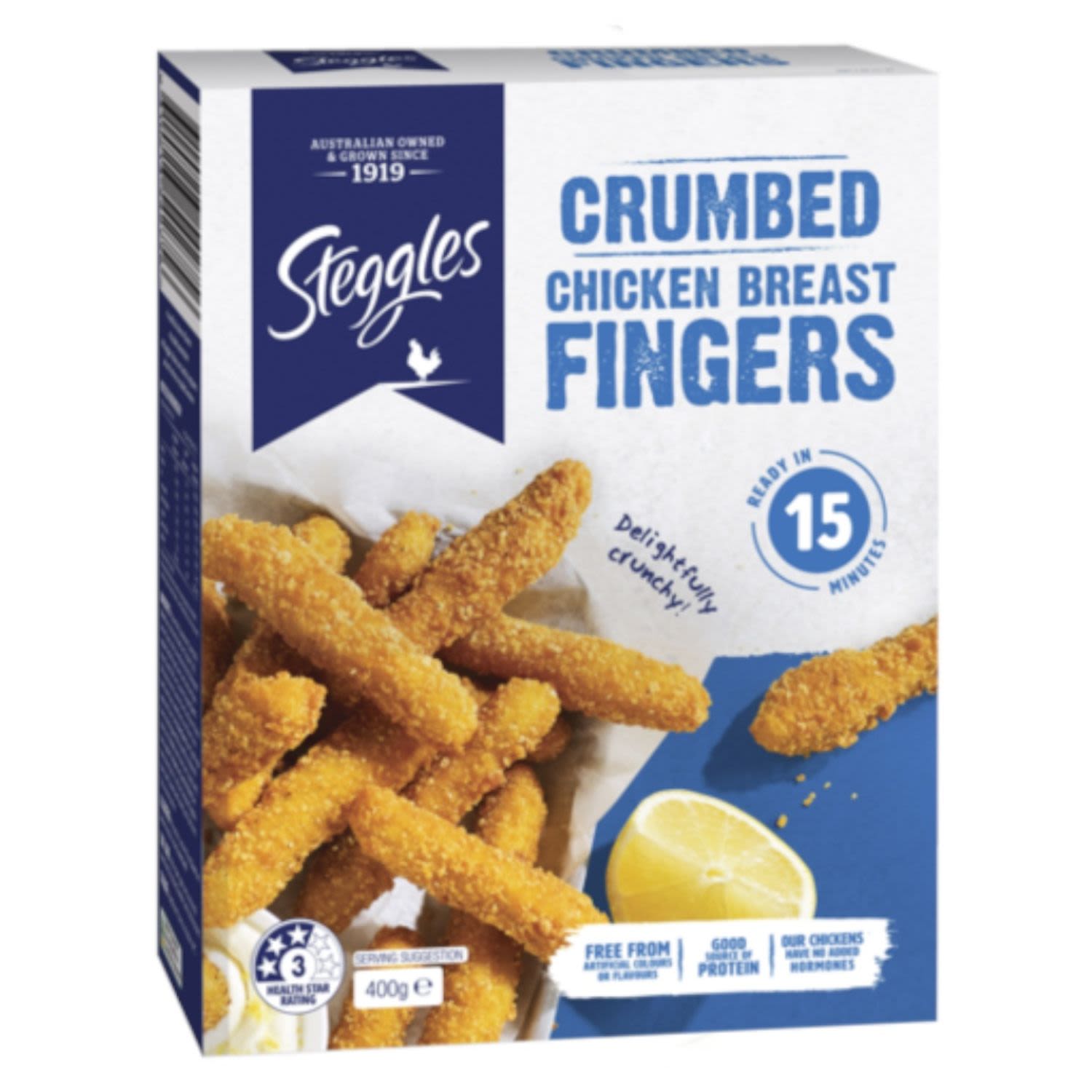 Steggles Chicken Breast Fingers Crumbed, 400 Gram