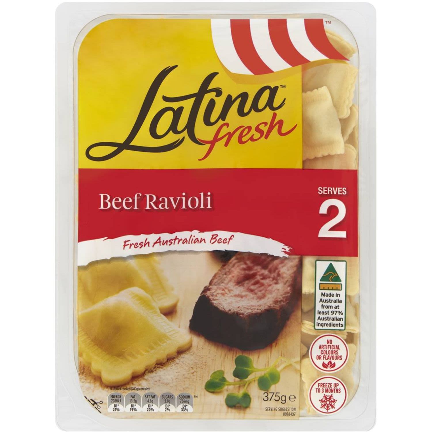 Latina Fresh Beef Ravioli, 375 Gram