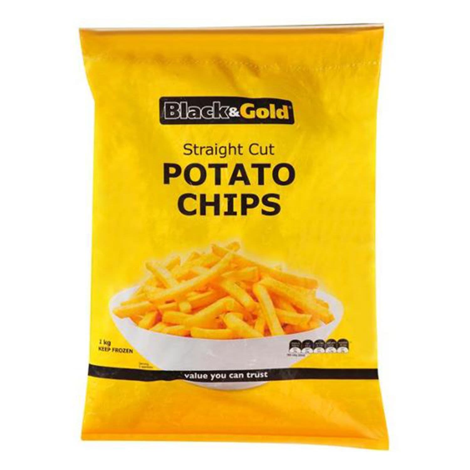 Black & Gold Straight Cut Potato Chips, 1 Kilogram