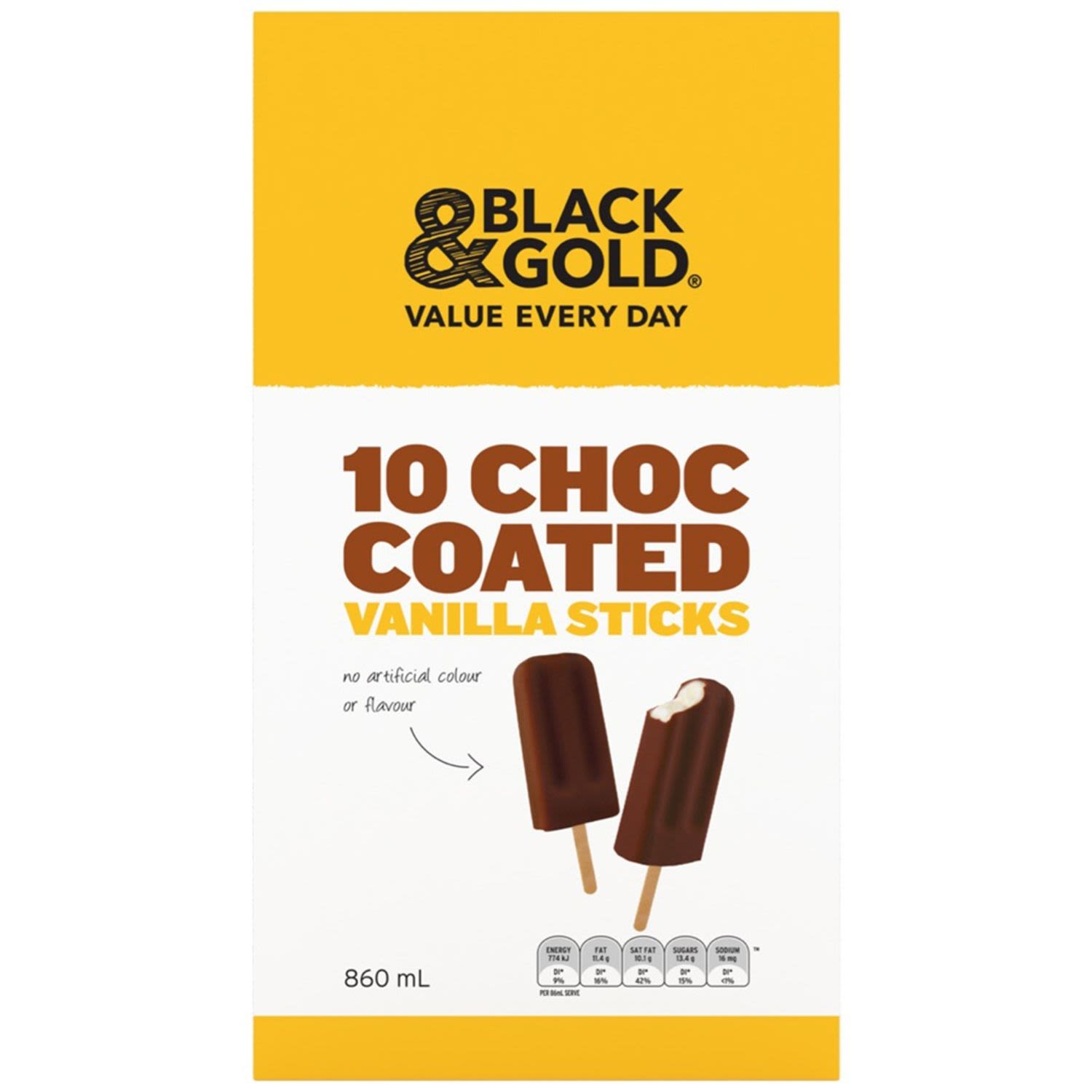 Black & Gold Choc Coated Ice Cream, 10 Each