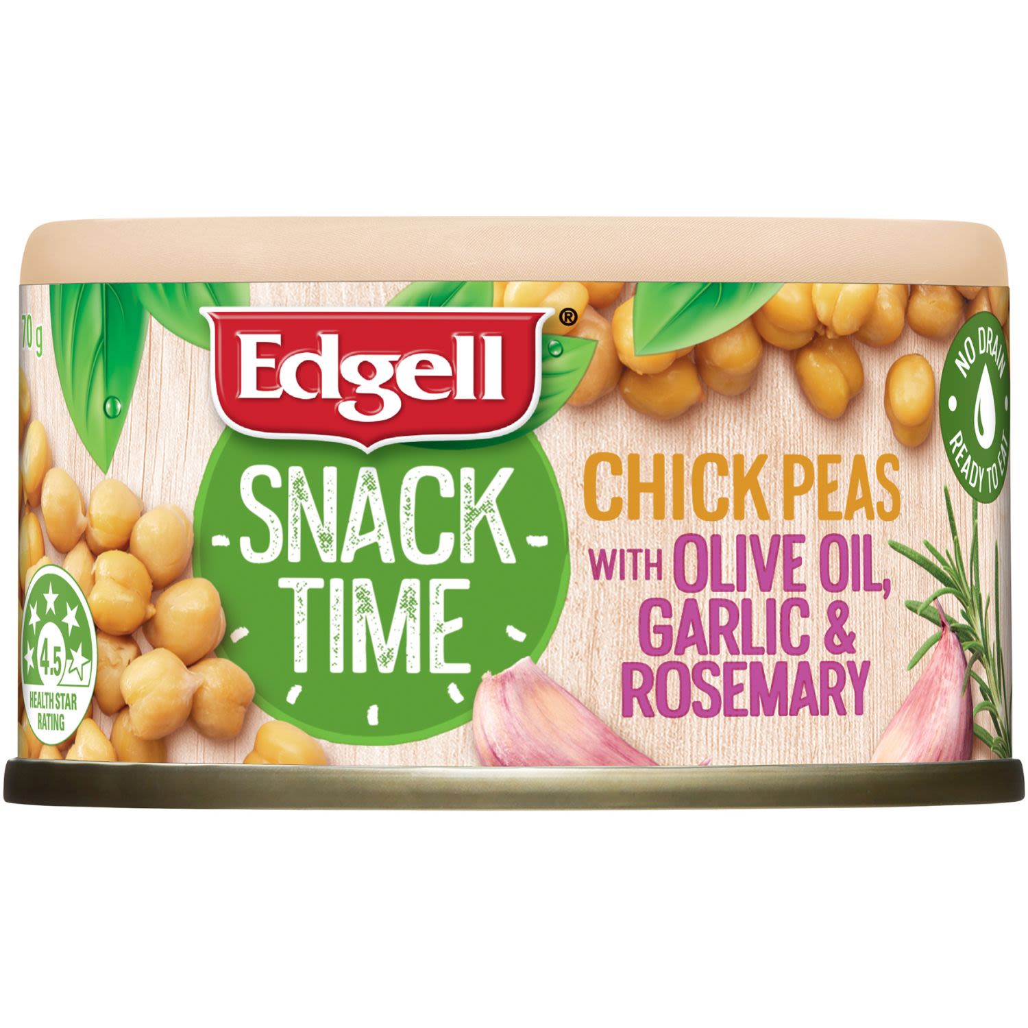 Edgell Chick Pea Olive Oil Garlic & Rosemary, 70 Gram