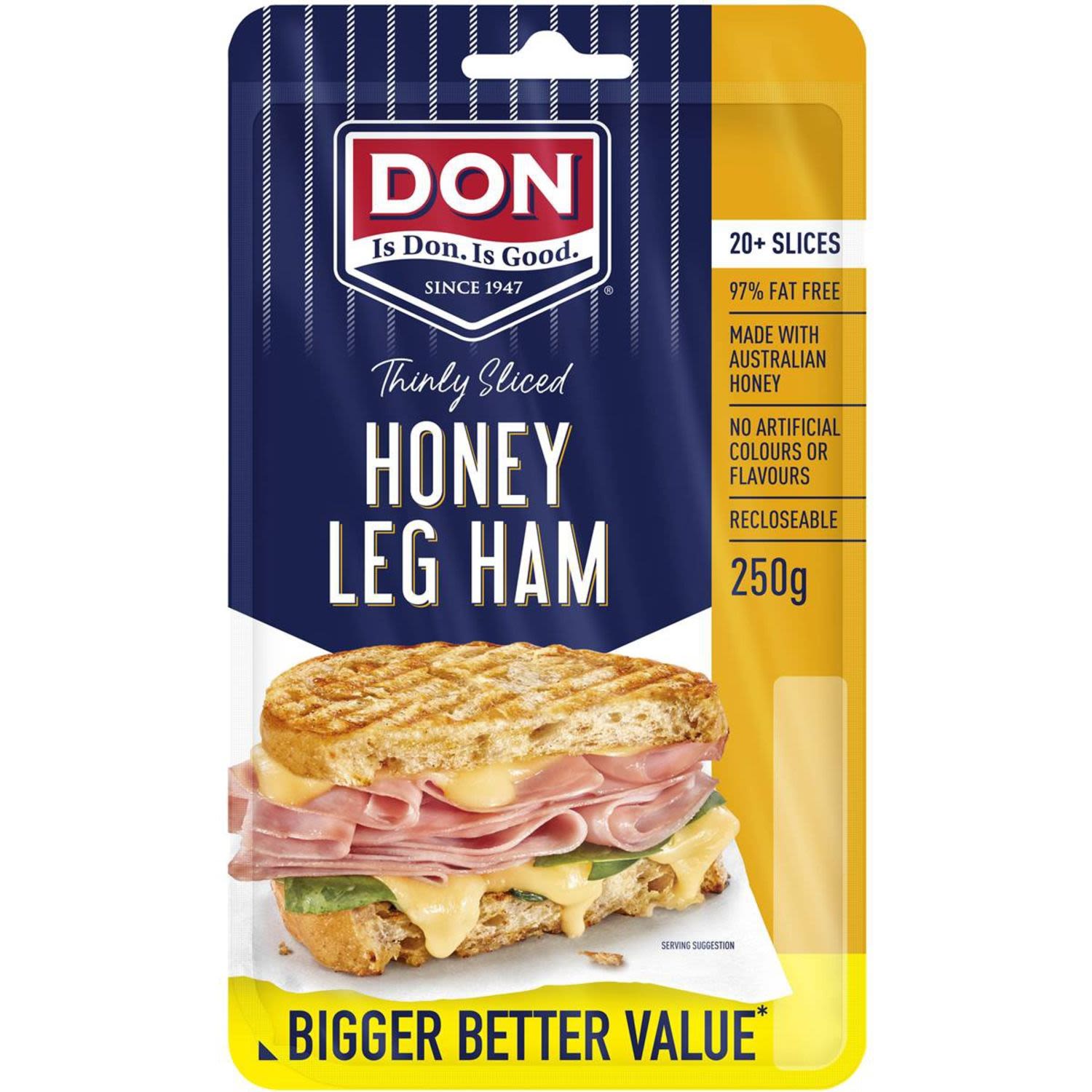 DON Ham Leg Honey Roasted Shaved, 250 Gram