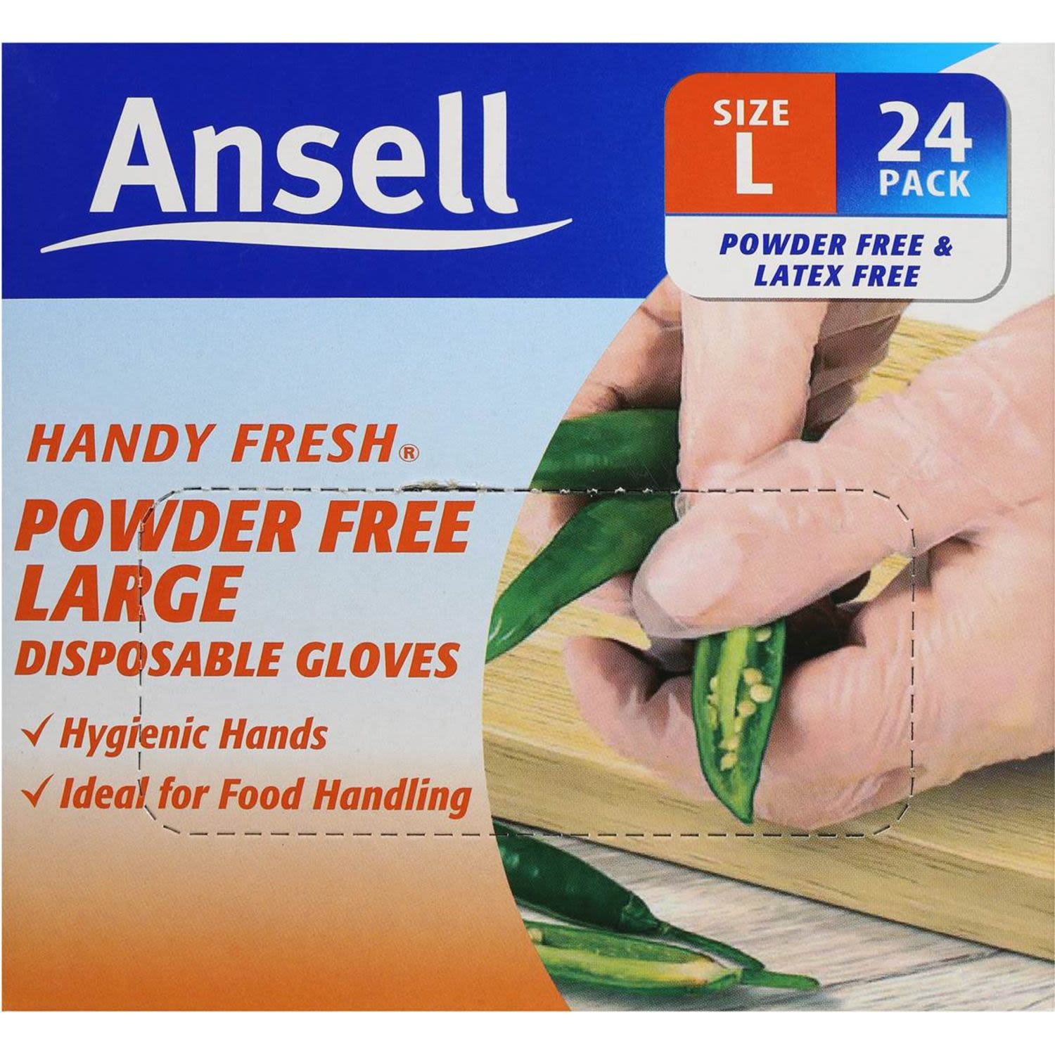 Ansell Gloves Powder Free Disposable Large, 24 Each