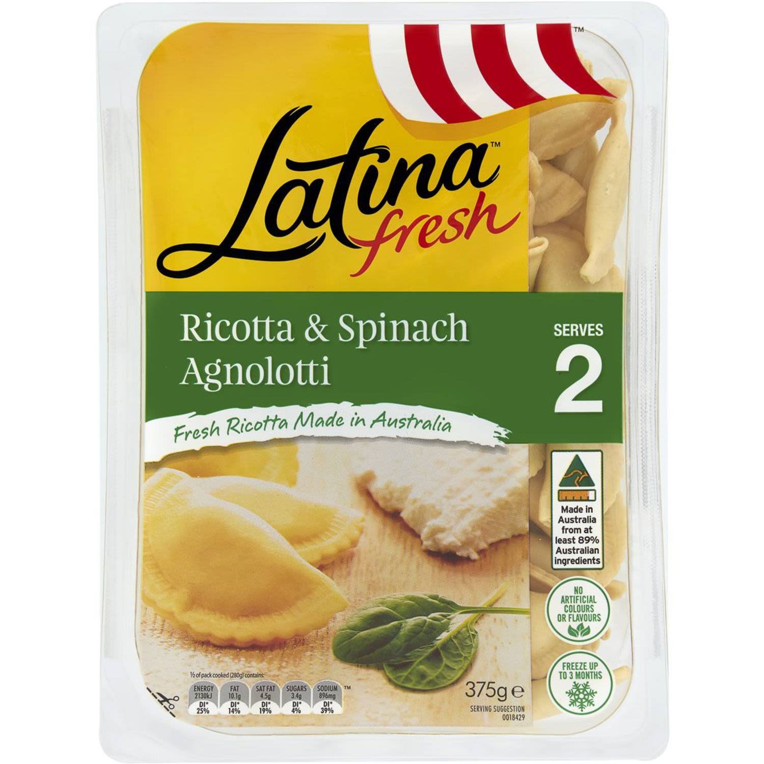 Latina Fresh Spinach & Ricotta Agnolotti, 375 Gram