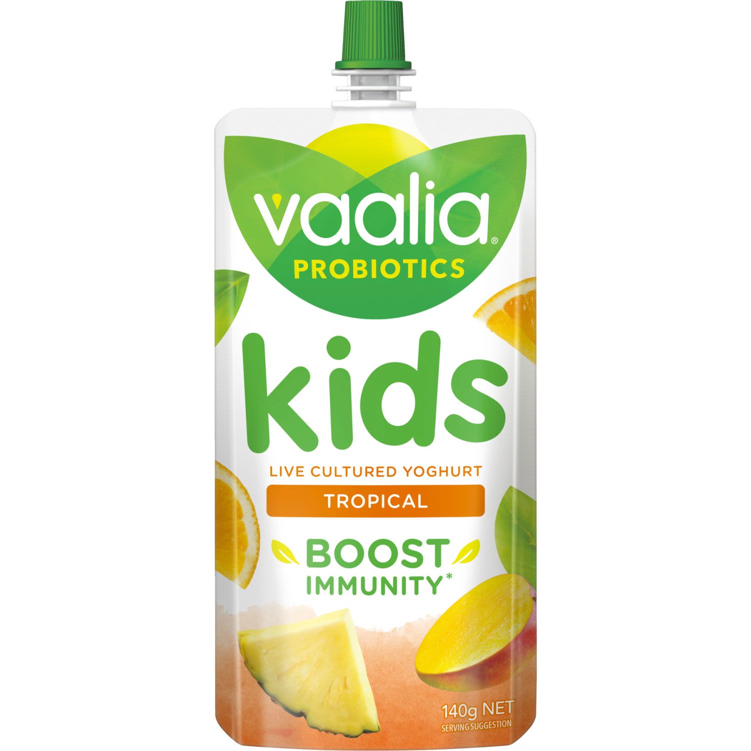 Vaalia Kids Probiotic Yoghurt Tropical Pouch, 140 Gram