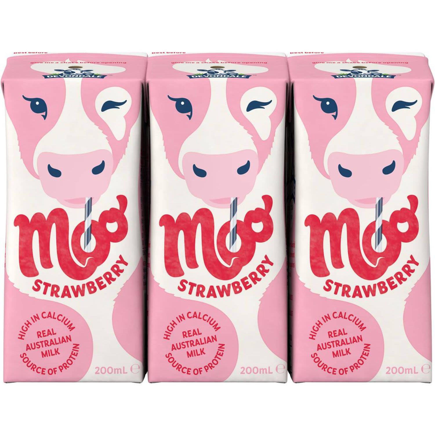 Devondale Moo Strawberry Milk, 6 Each