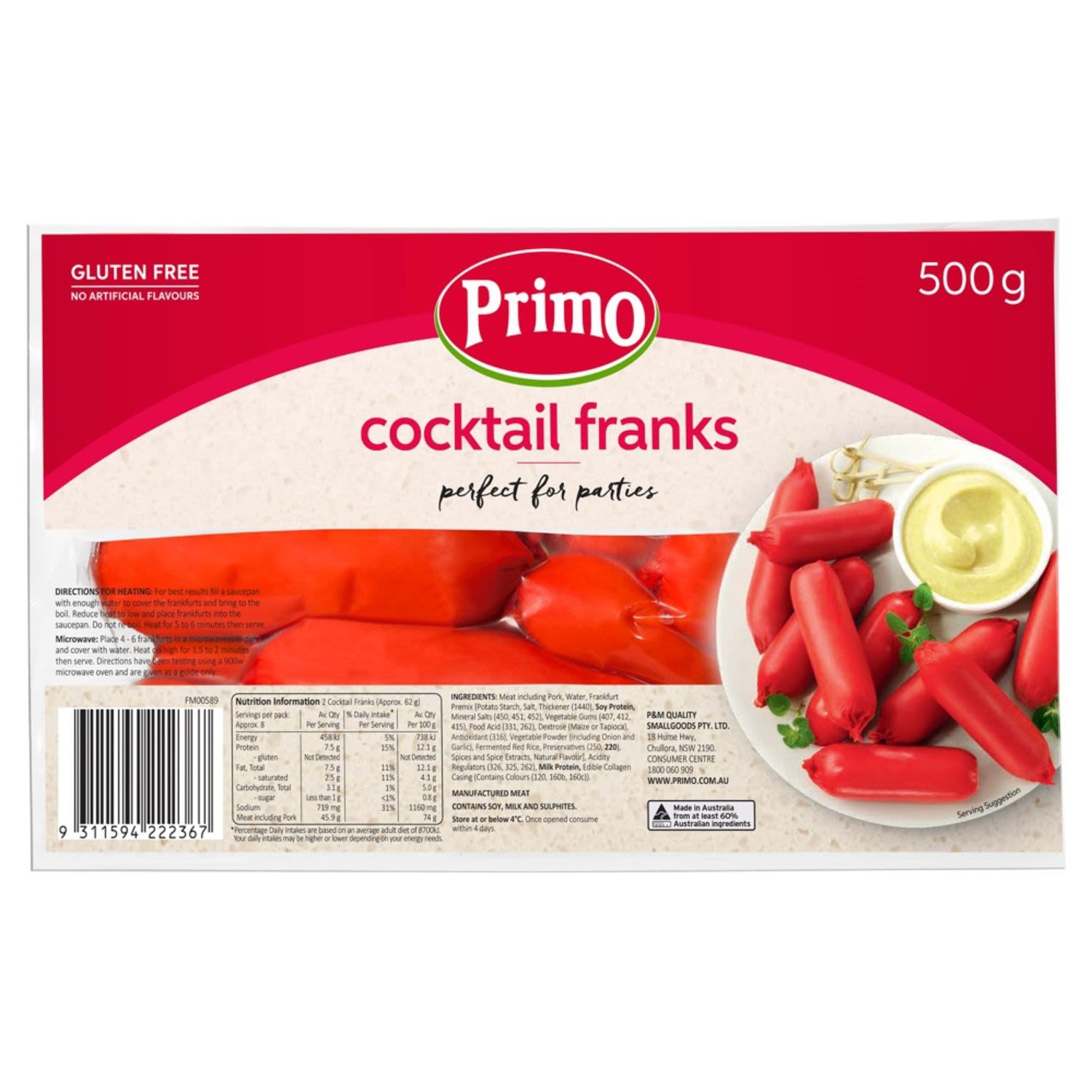 Primo Cocktail Franks, 500 Gram