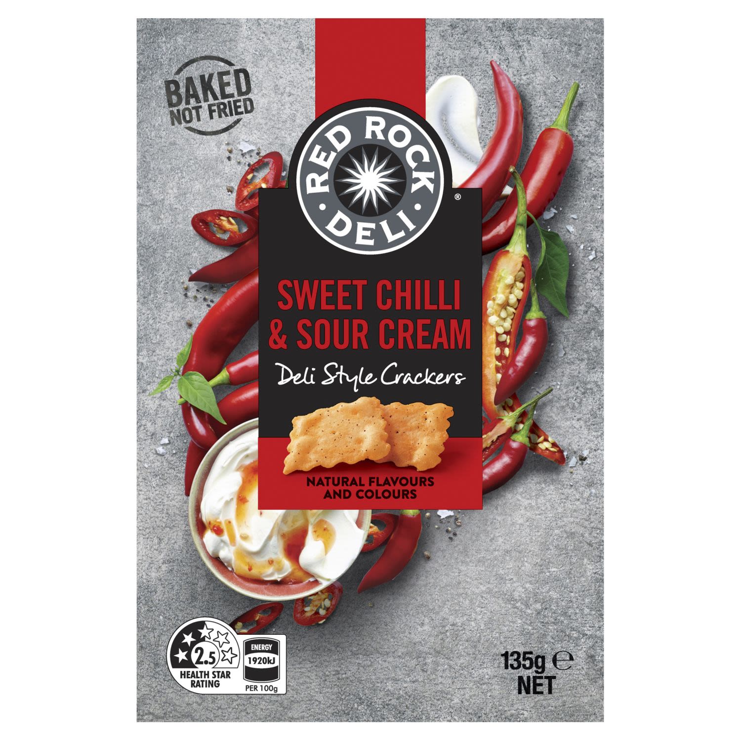 Red Rock Deli Sweet Chilli & Sour Cream Deli Style Crackers, 135 Gram