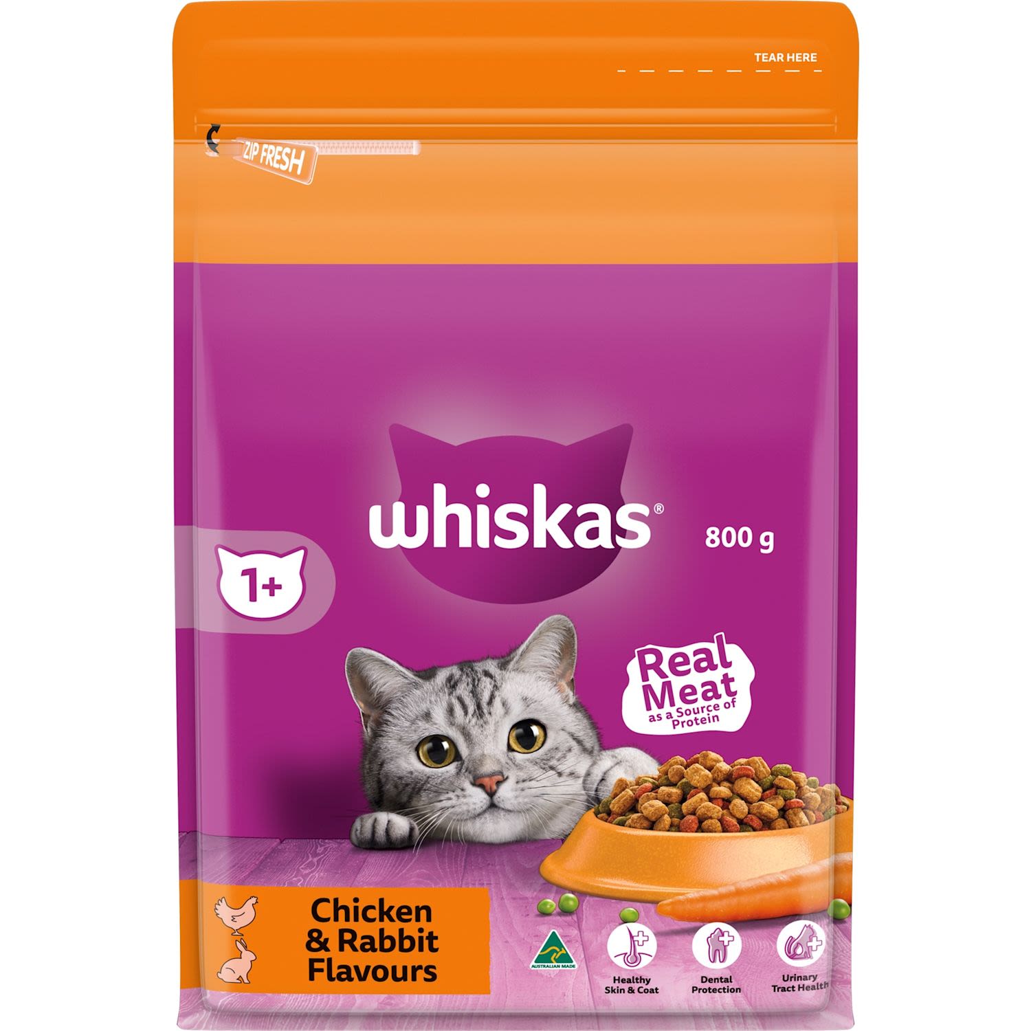 Whiskas 1+ Dry Cat Food Chicken & Rabbit Flavours