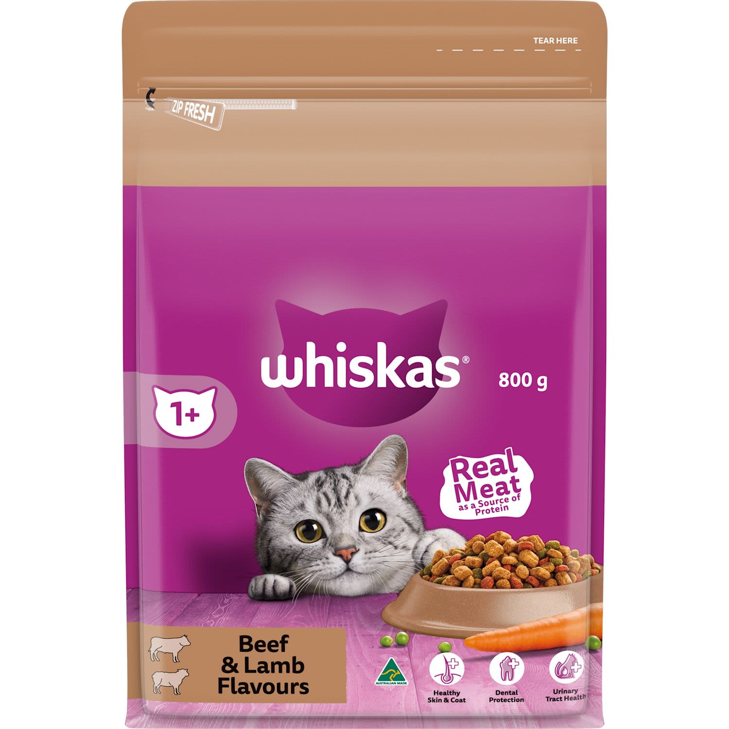Whiskas 1+ Dry Cat Food Beef & Lamb Flavours