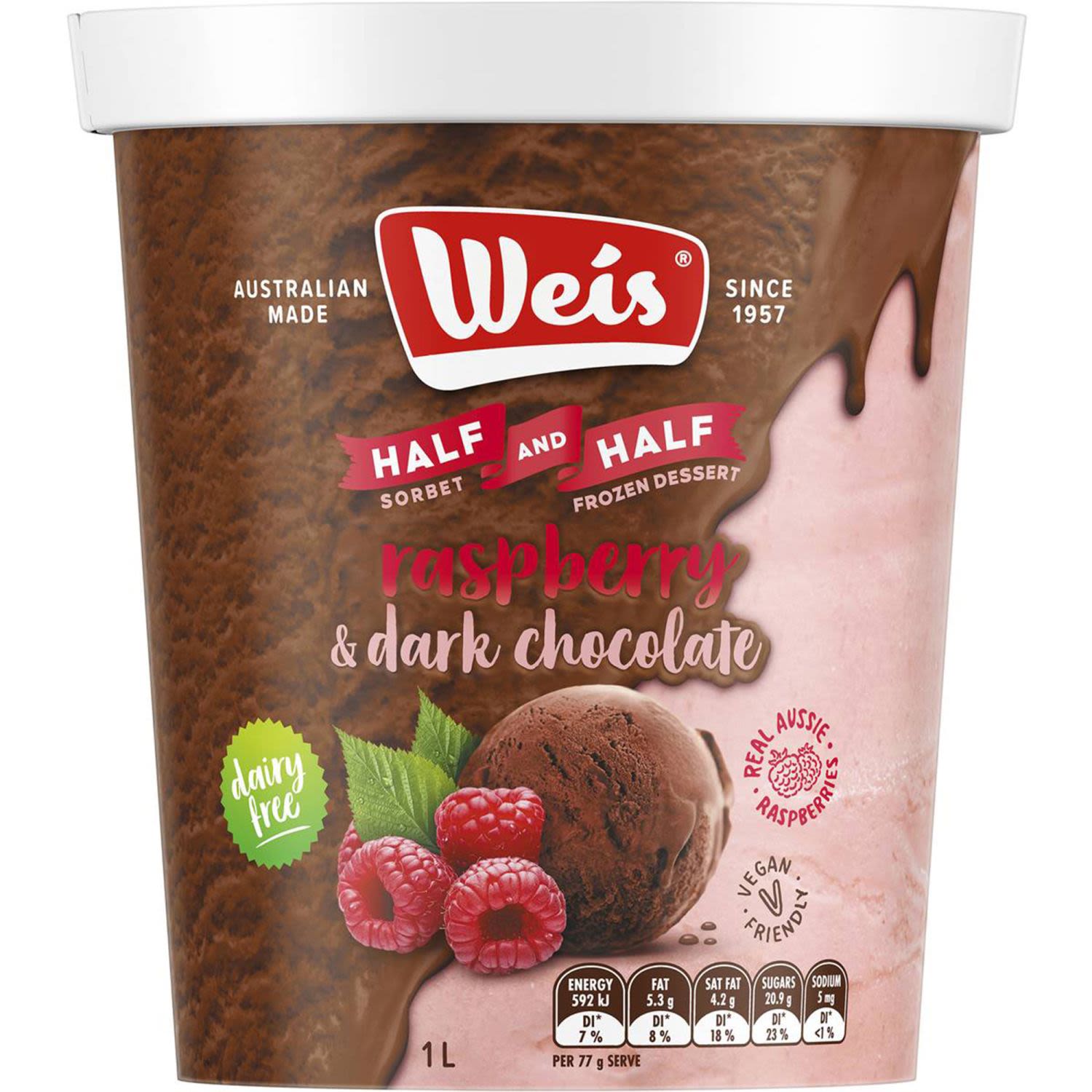 Weis Half & Half Raspberry & Dark Chocolate Frozen Dessert