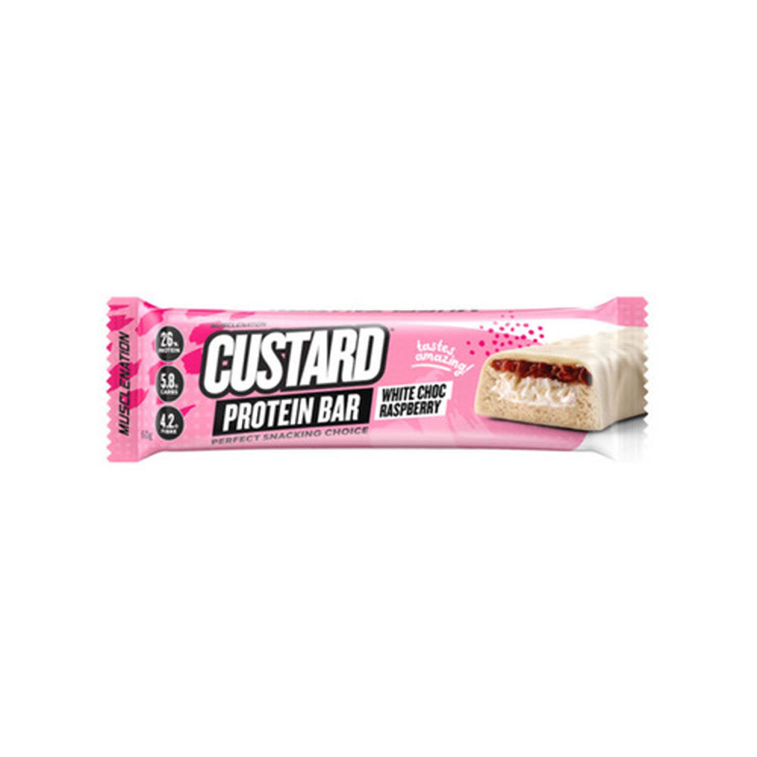 Muscle Nation Custard Protein Bar White Choc Raspberry