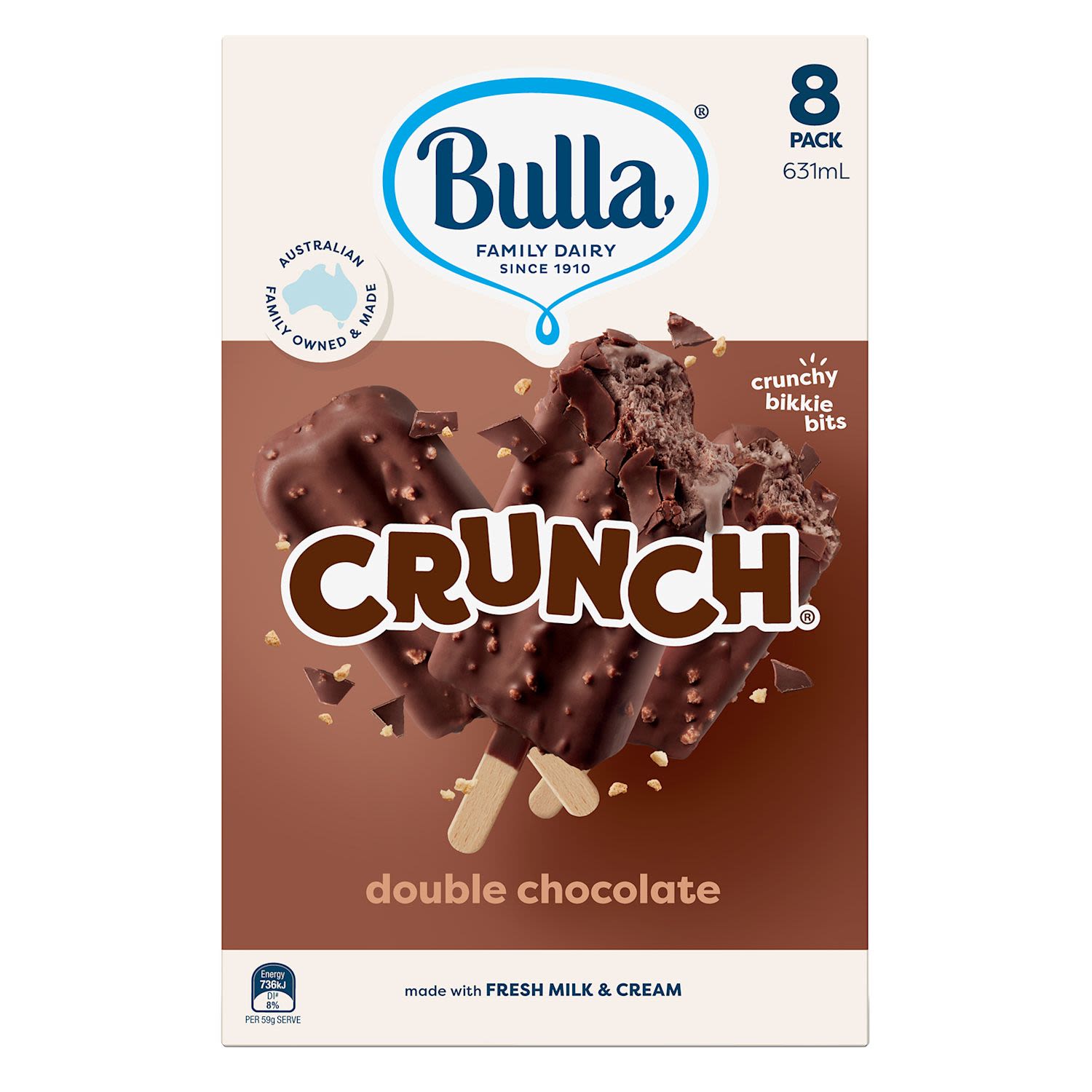 Bulla Double Choc Crunch Ice Creams, 8 Each