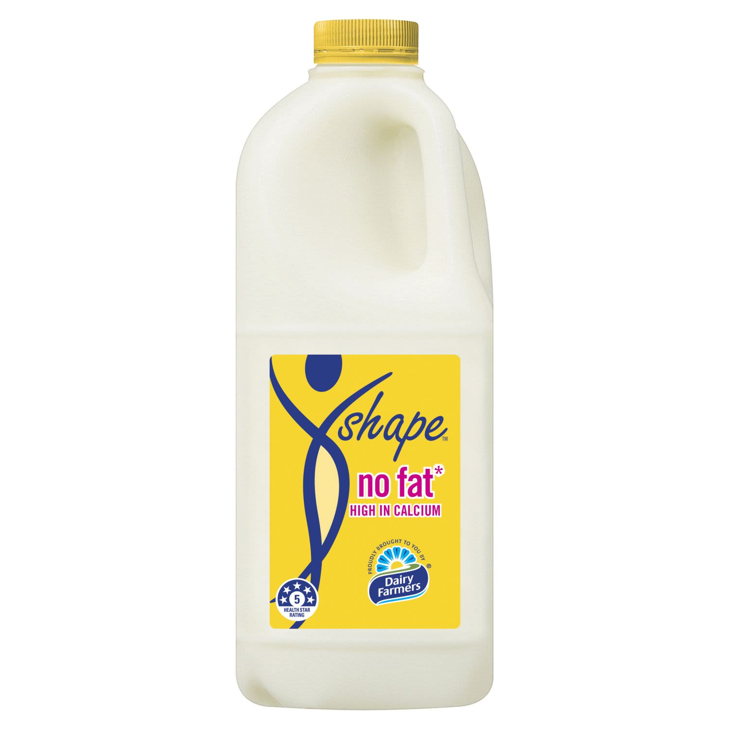 Dairy Farmers Shape No Fat Milk Bottle, 2 Litre