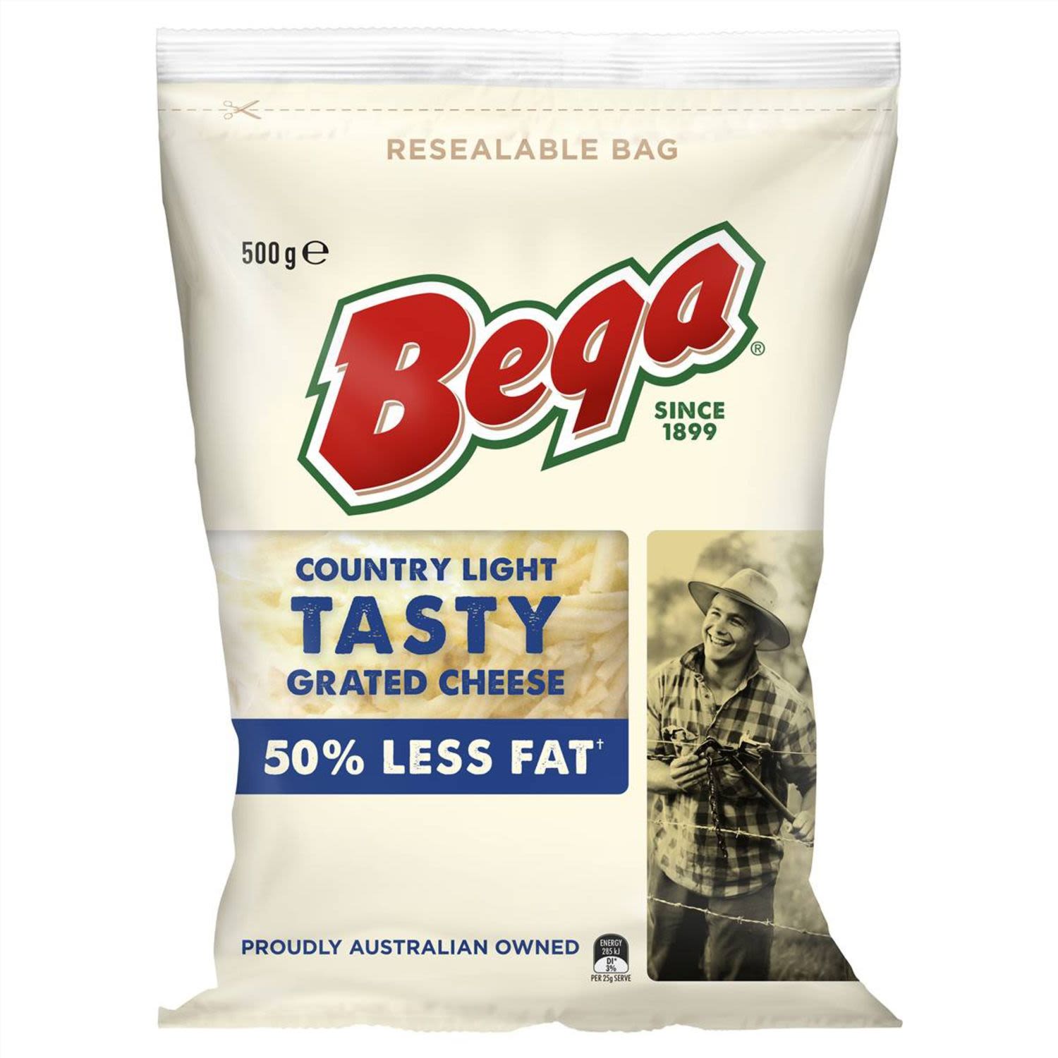 Bega Country Light Tasty Grated Cheese, 500 Gram