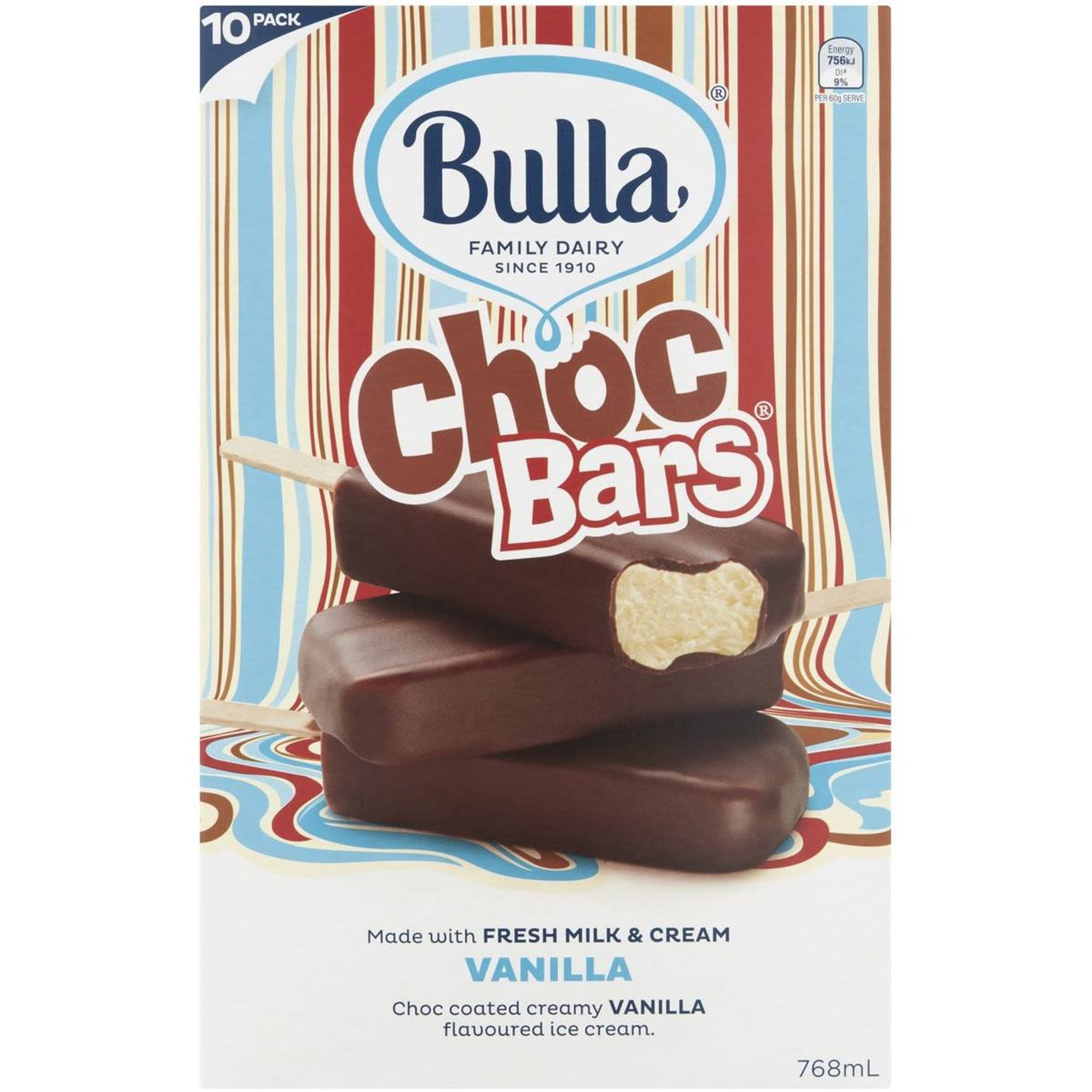 Bulla Choc Bars Vanilla, 10 Each