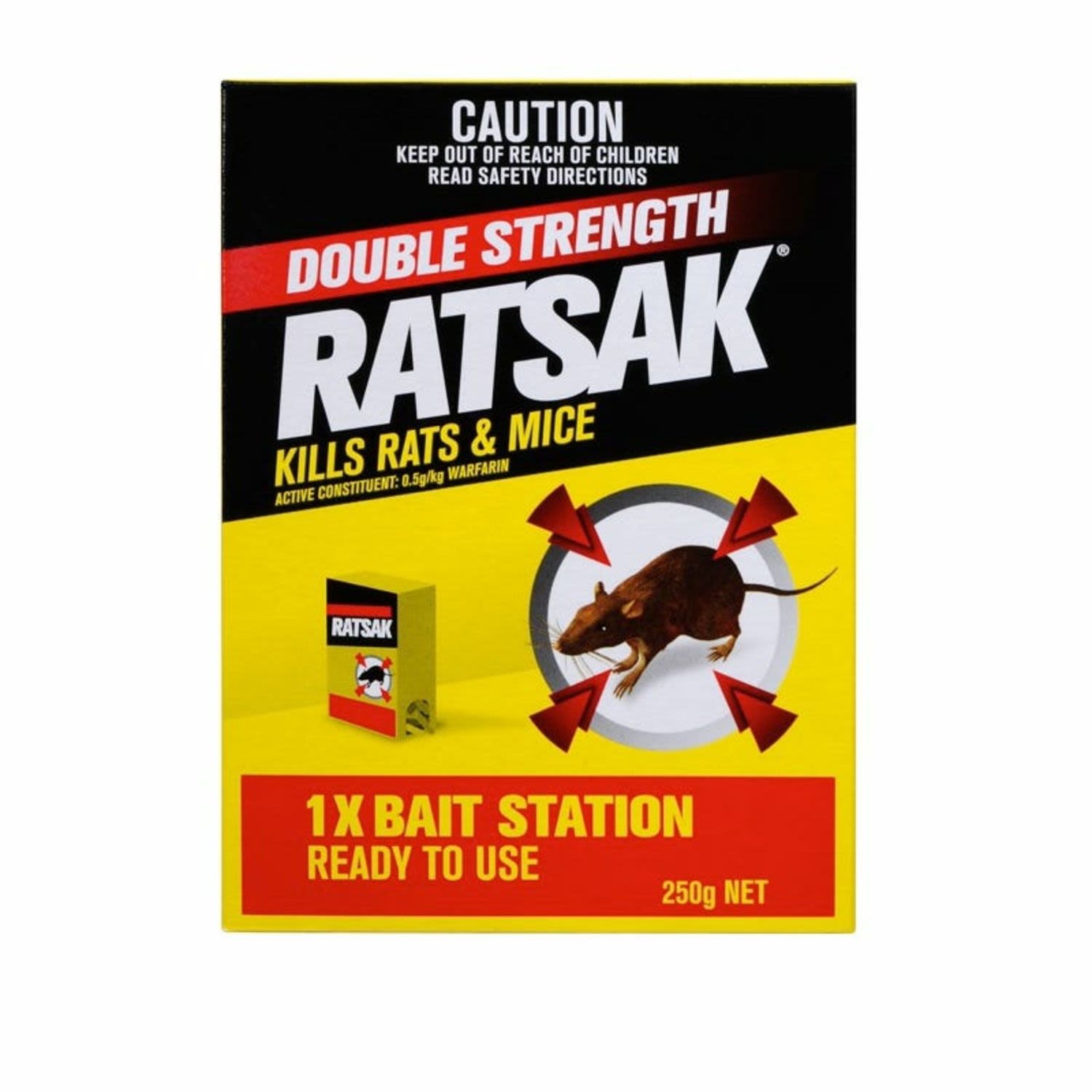 Ratsak Fast Act Bait Station, 250 Gram