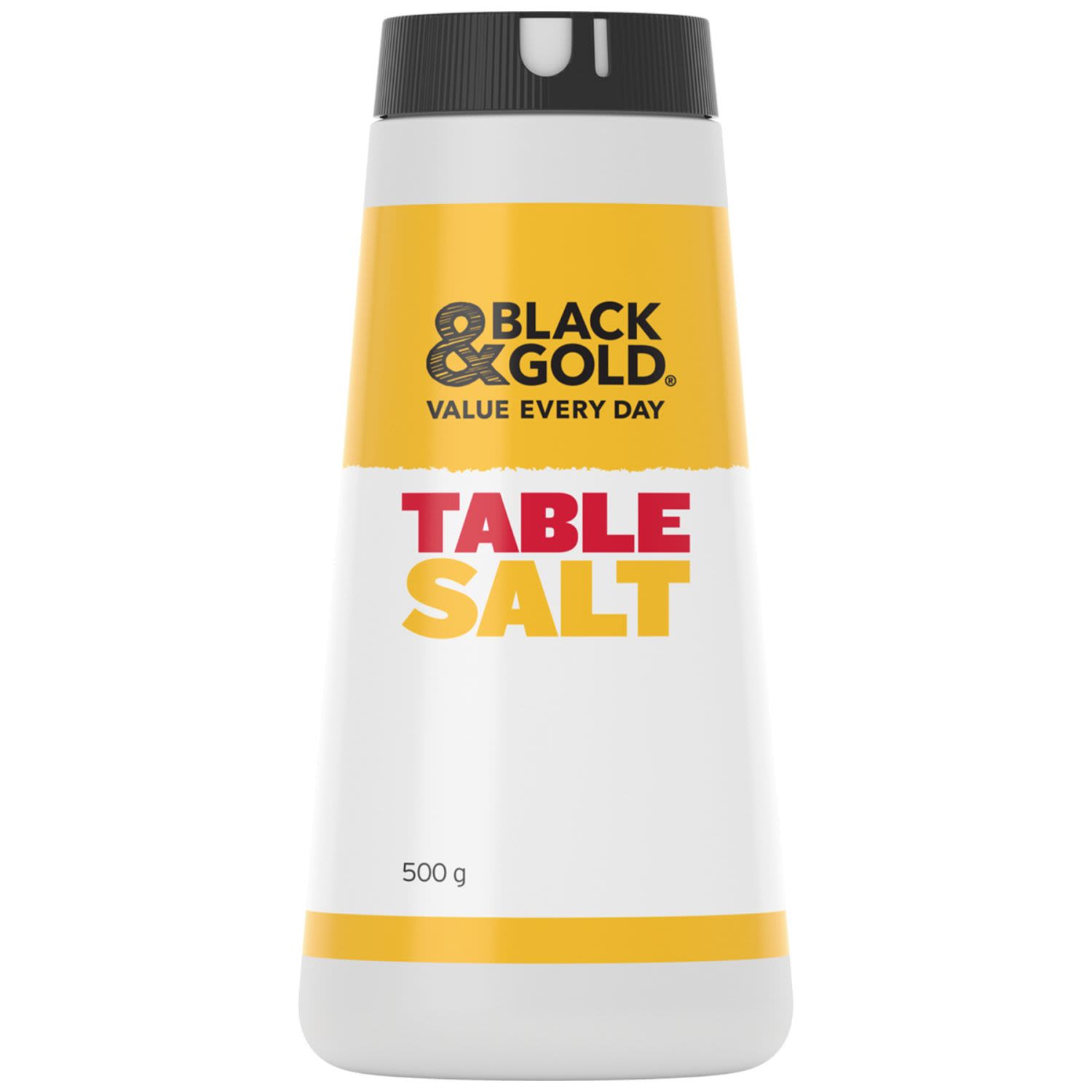 Black & Gold Table Salt Plain Drum, 500 Gram