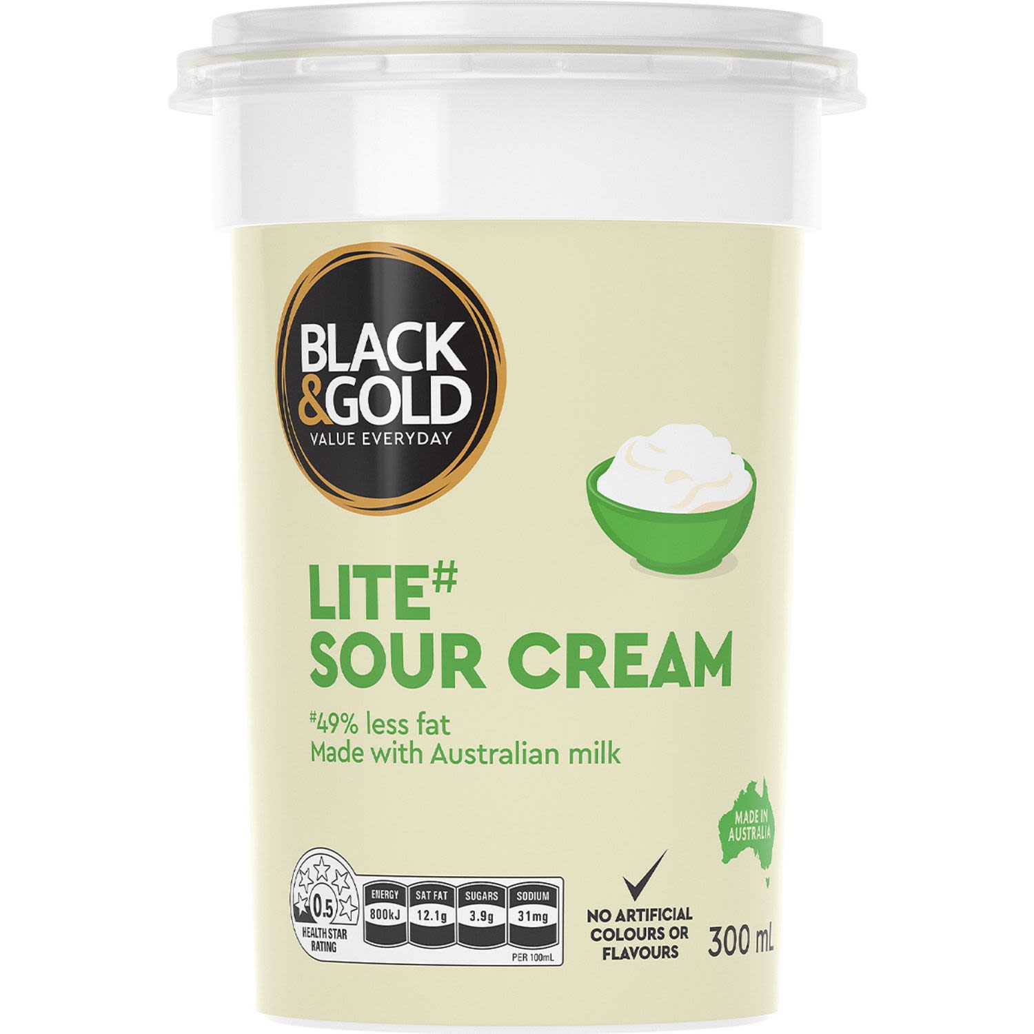 Black & Gold Lite Sour Cream, 300 Millilitre