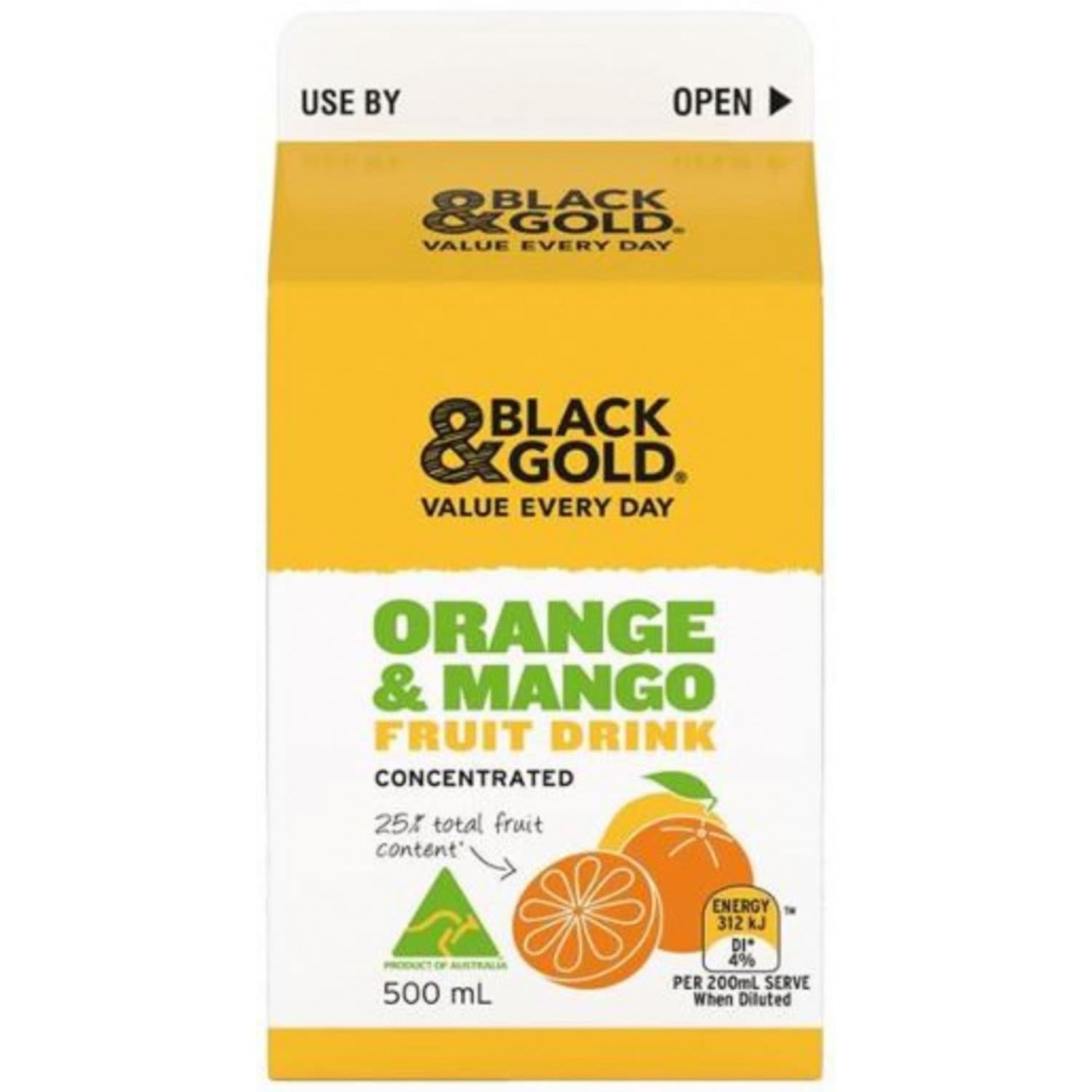 Black & Gold Concentrate Orange & Mango Drink, 500 Millilitre