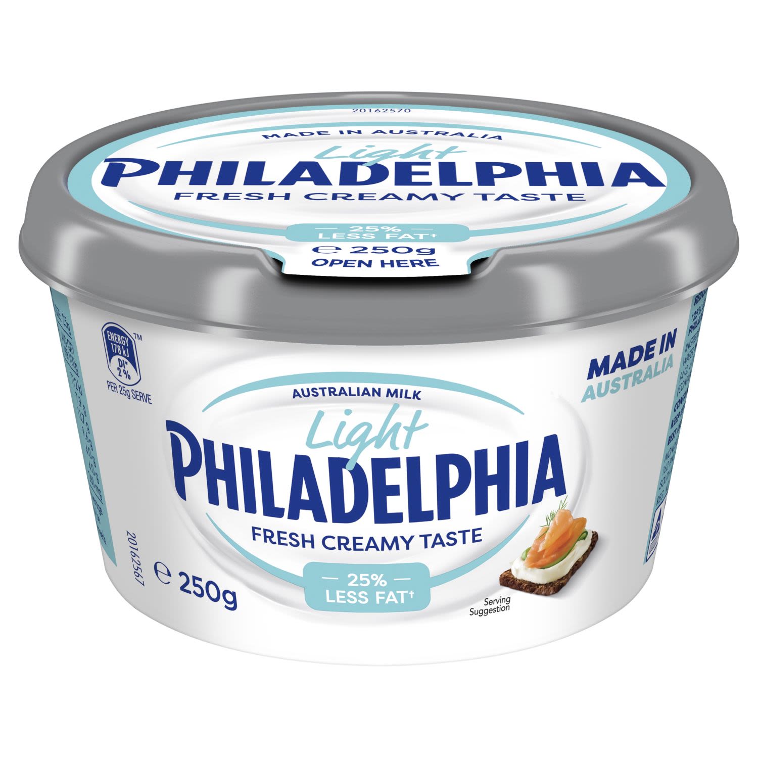 Philadelphia Cream Cheese Spread Light Tub, 250 Gram