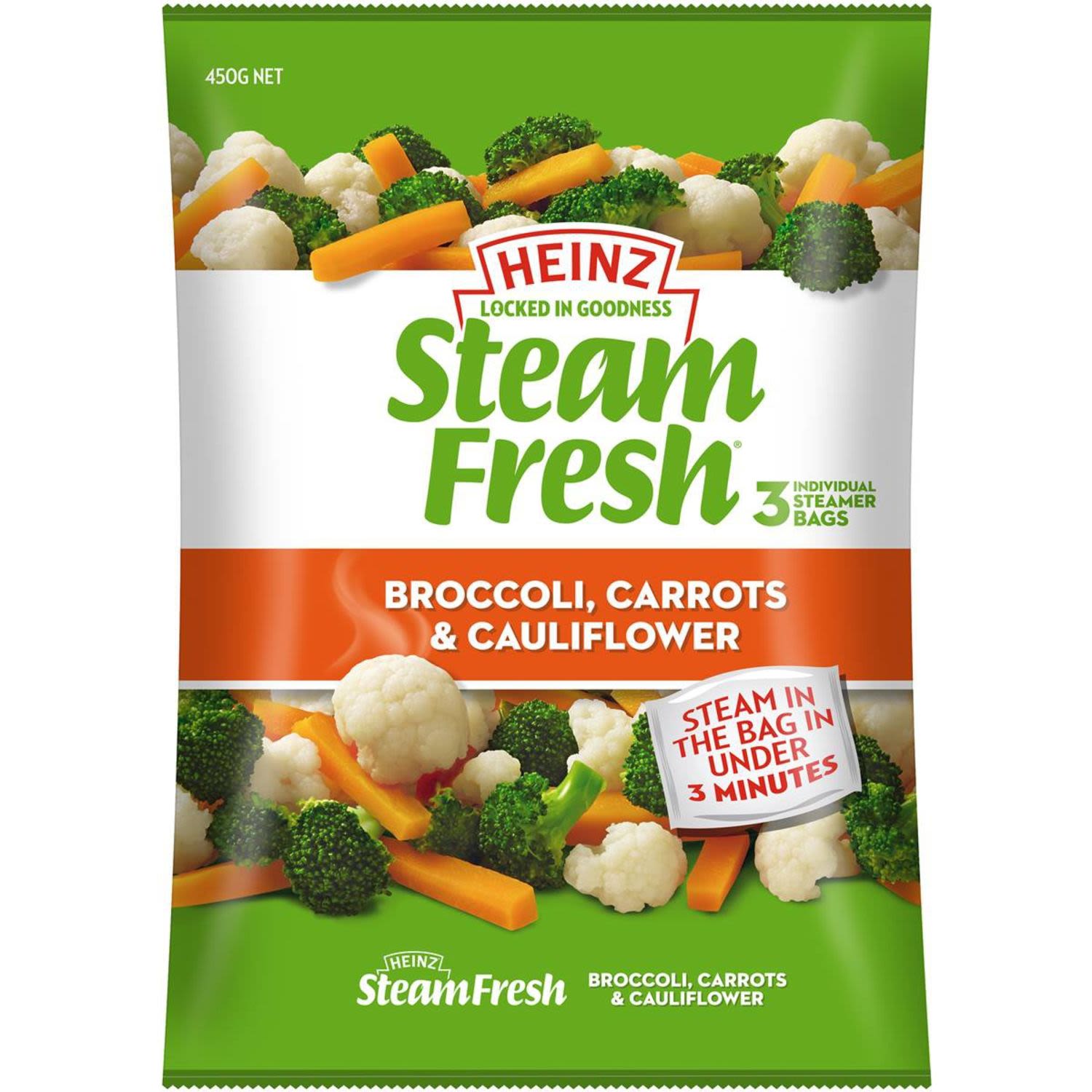 Heinz Steam Fresh Broccoli, Carrot & Cauliflower, 450 Gram