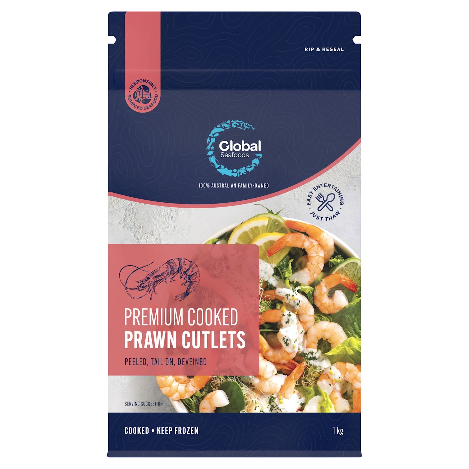 Global Seafoods Premium Cooked Prawn Cutlets