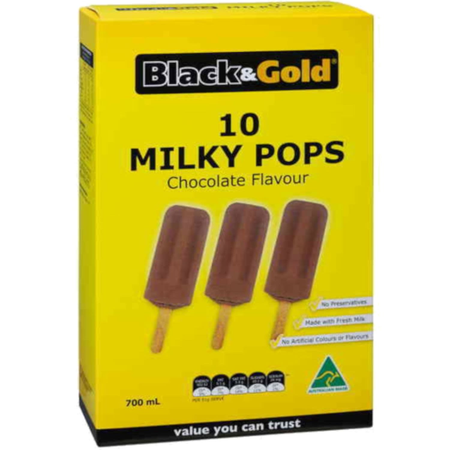 Black & Gold Milky Pops Chocolate, 10 Each