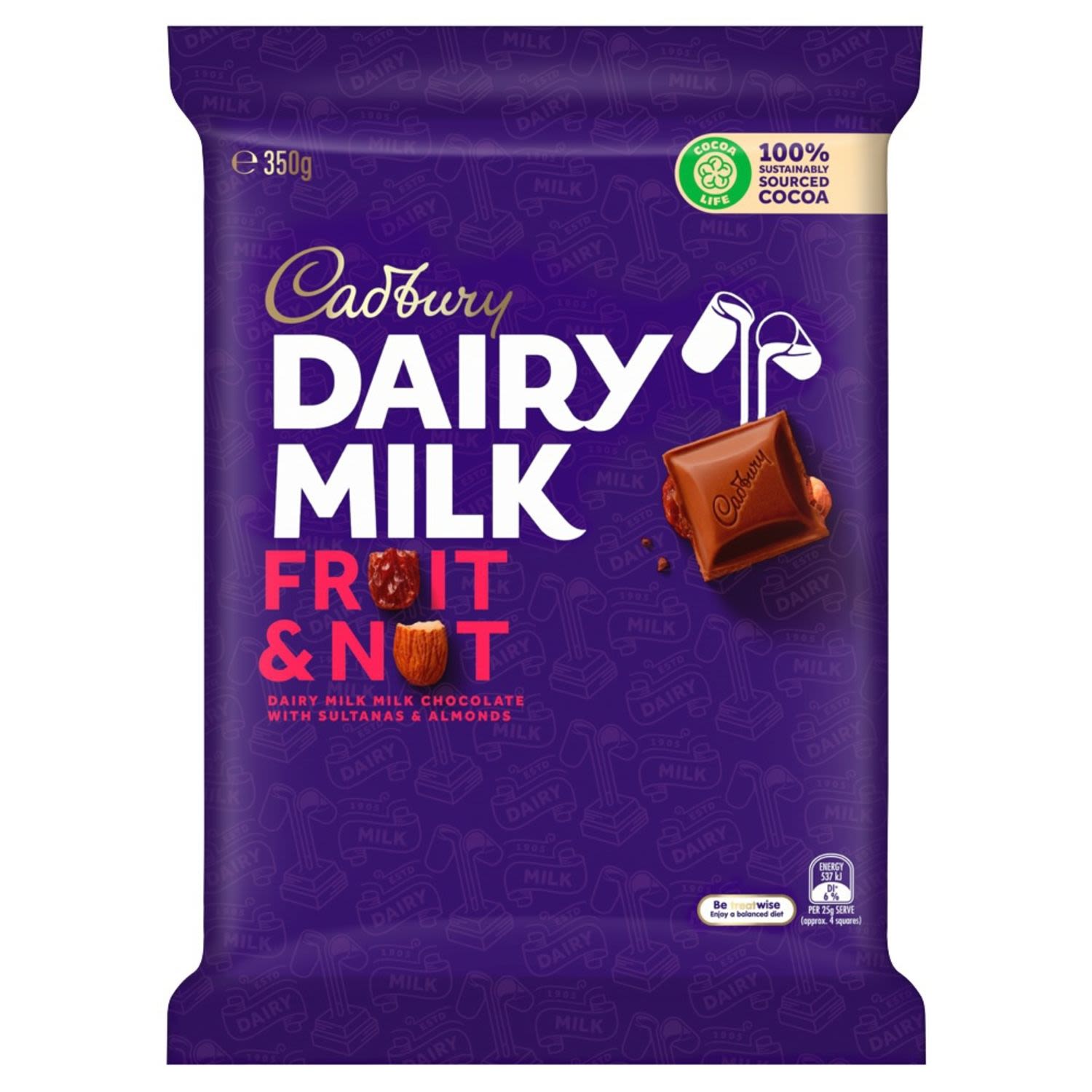 Cadbury Dairy Milk Chocolate Fruit & Nut, 350 Gram