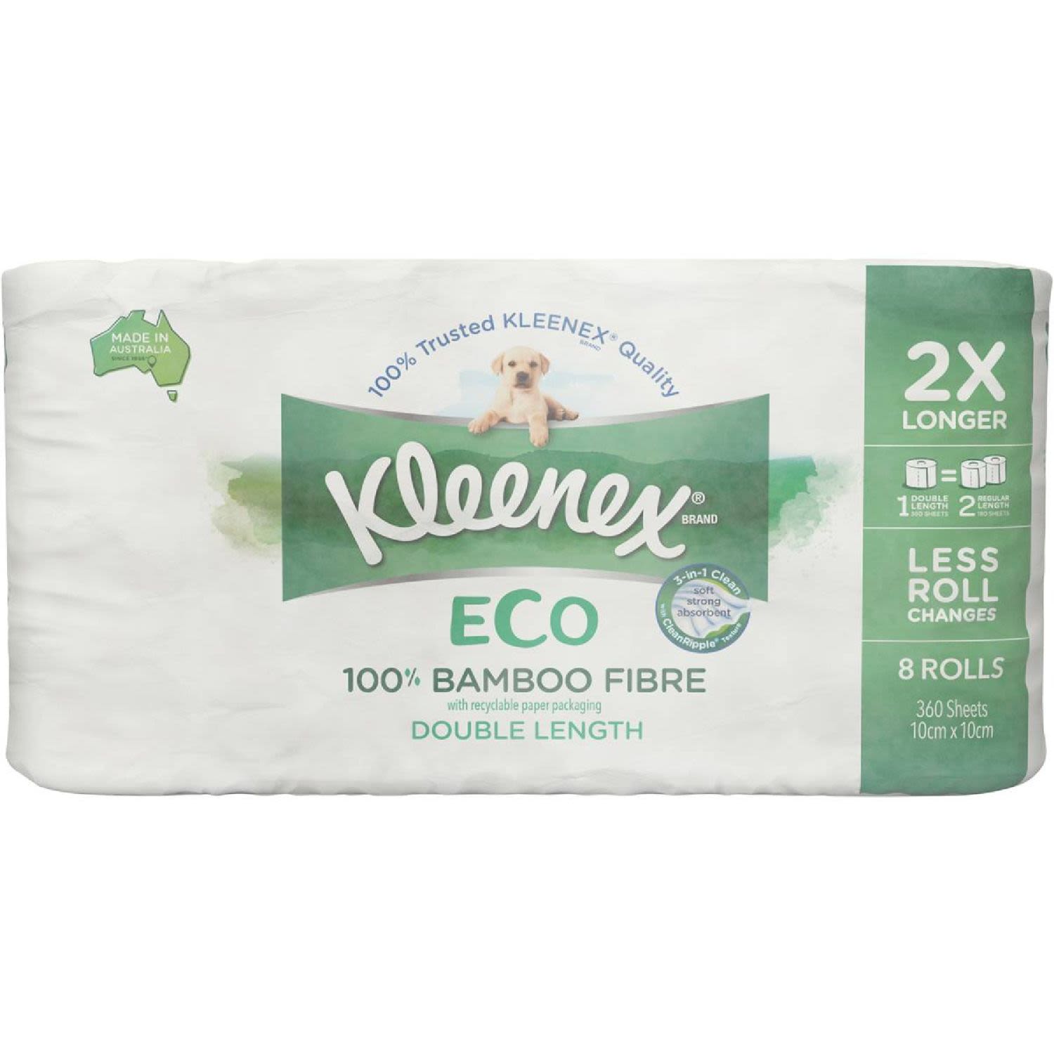 Kleenex Eco Toilet Paper Double Length with 100% Bamboo Fibre, 8 Each