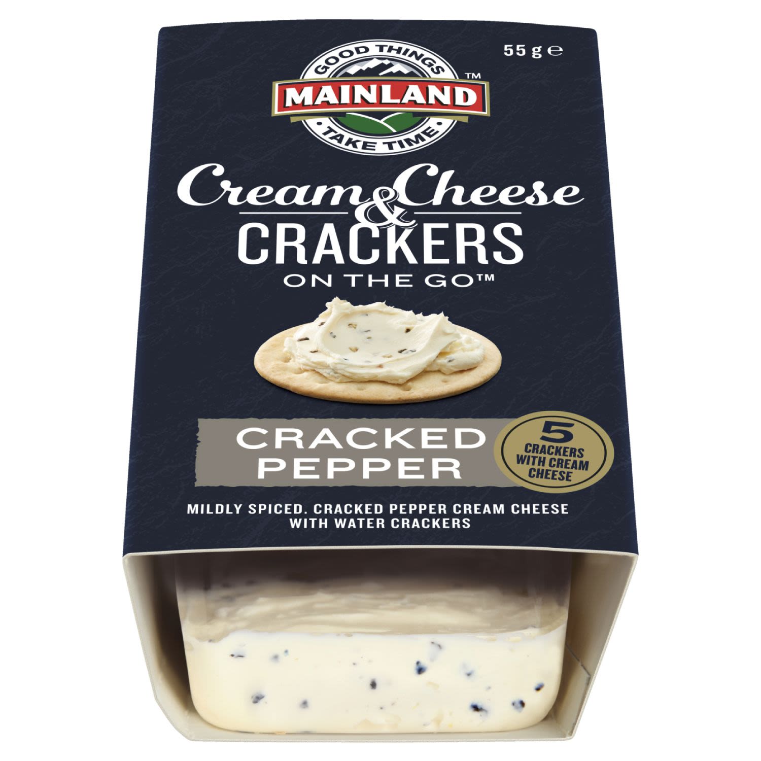 Mainland Cracked Pepper Cream Cheese with Water Crackers, 55 Gram