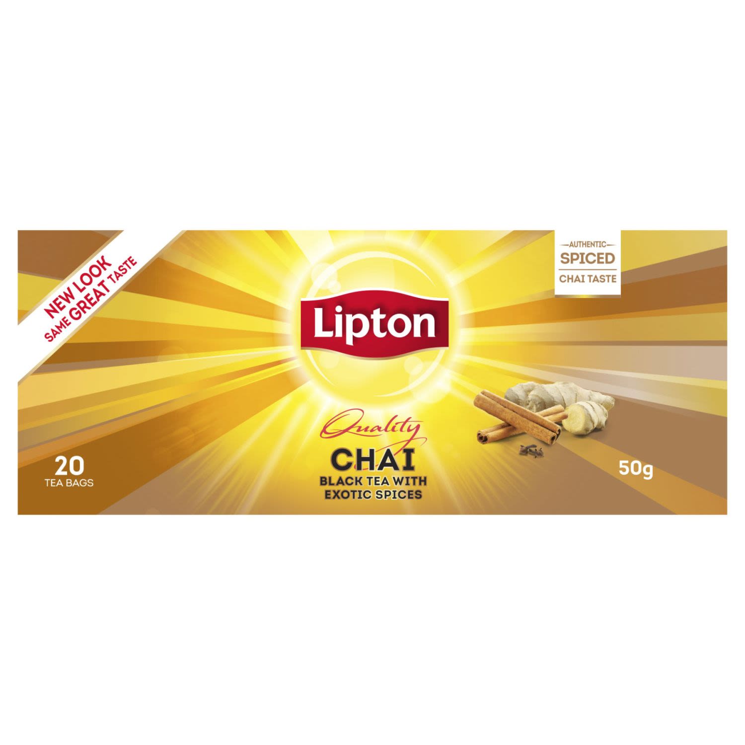 Lipton Chai Tea combines the natural goodness of tea with 22% exotic spices including Cinnamon, Ginger, Black Pepper and Cloves. The tea bags are a wonderful way to make your Chai just the way you like it. How strong the spicy flavour or how much milk or sugar you add is up to you for a delicious authentic chai tea. A refreshing taste for a feed good moment. At Lipton we recognise the importance of sustainability in the growth of our tea. With over 100 years of experience our approach to sustainability is holistic. We looked in detail at the social, environmental and economic aspects of tea production carrying out our own work and working with Rainforest Alliance to ensure all our tea is sourced sustainably. Now, all our tea blends are made with 100% natural, Rainforest Alliance™ certified tea leaves. Tea was originally an expensive drink, enjoyed exclusively by the wealthy. Thomas Lipton was a man on a mission – to share his passion for tea around the world. He believed that everyone deserved high quality, great tasting tea. And over 120 years later, that belief is still what drives us – inspiring more flavours, more varieties and more love than ever before. All our tea bags are 100% sustainably sourced, which translates into ensuring decent wages for tea farmers around the world together with access to quality housing, education and medical care. Your tea is their brighter future. Visit our website to see our full range of flavours such as chai vanilla, vanilla chai latte, caramel latte and many more.
<br /> <br />