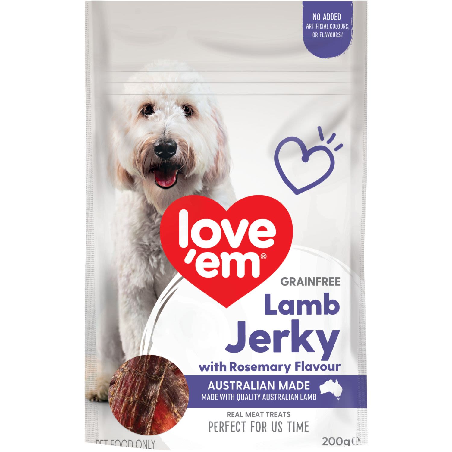 Love'em Grainfree Lamb Jerky with Rosemary Flavour, 200 Gram