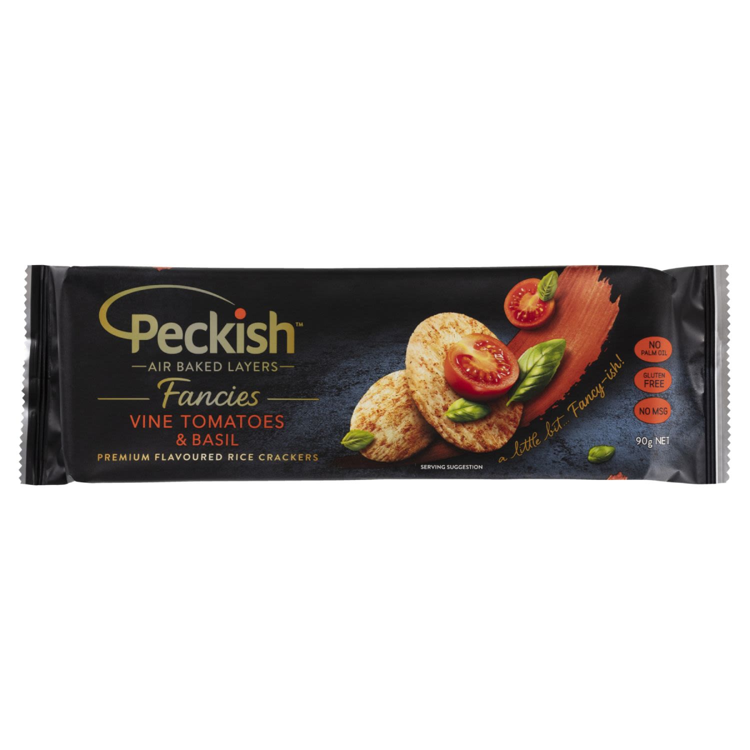 Peckish Fancies Premium Flavoured Rice Crackers Vine Tomatoes & Basil