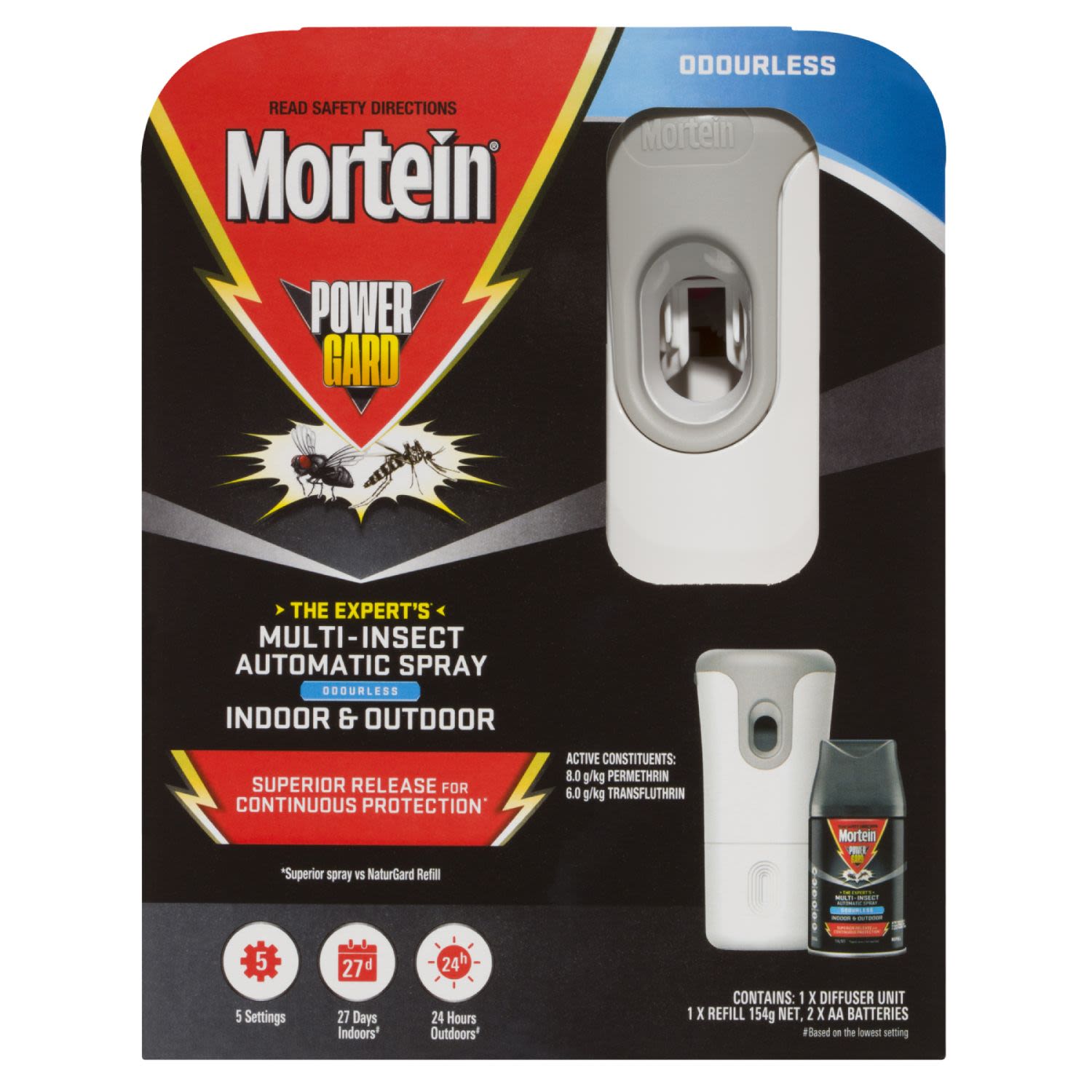 Mortein PowerGard Automatic Multi Insect Spray Odourless Prime + Refill, 1 Each