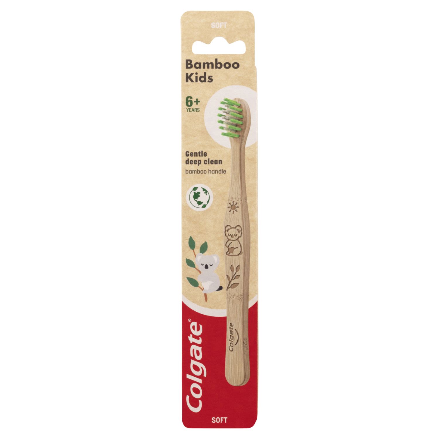 Colgate Kids Bamboo Manual Toothbrush Soft Bristles for Children 6+ Years, 1 Each
