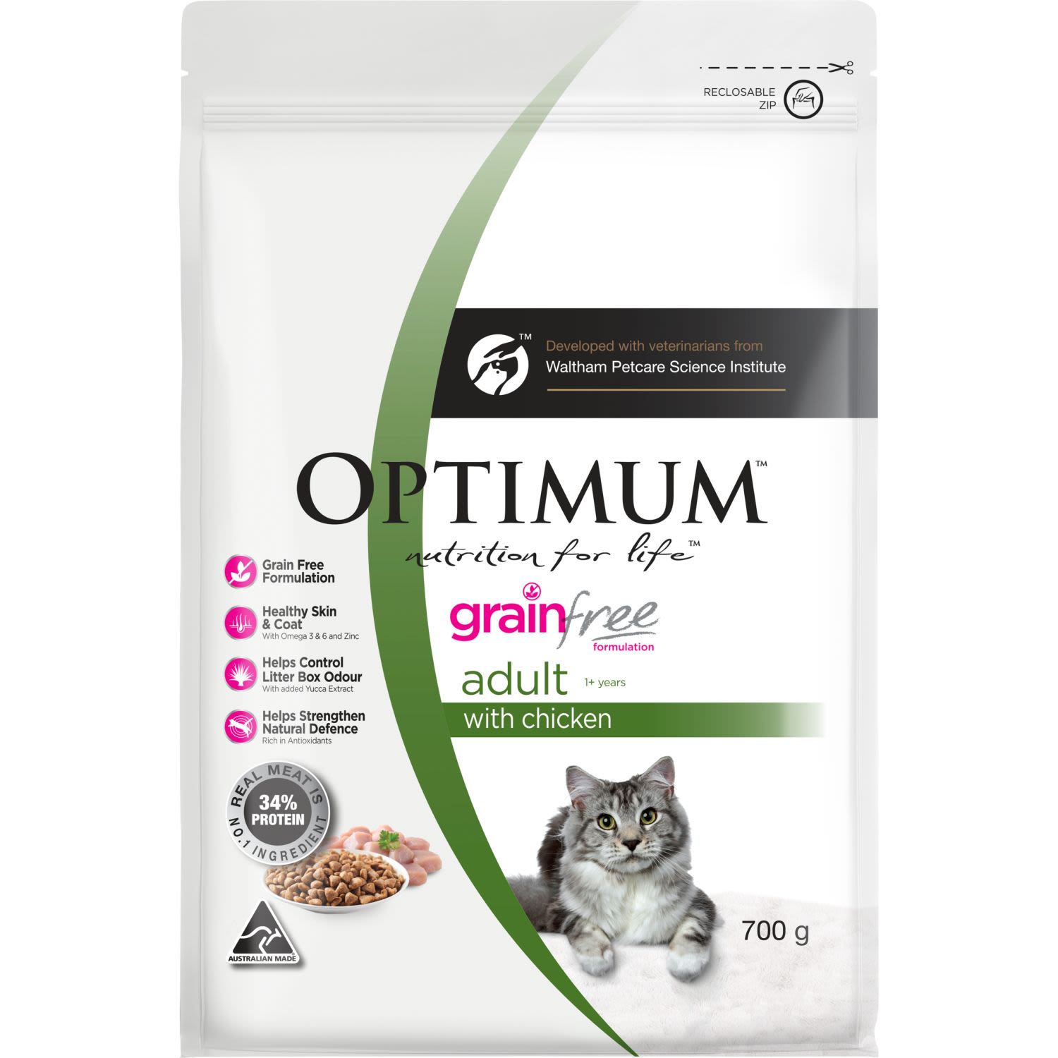 Optimum Grain Free Dry Cat Food With Chicken, 700 Gram