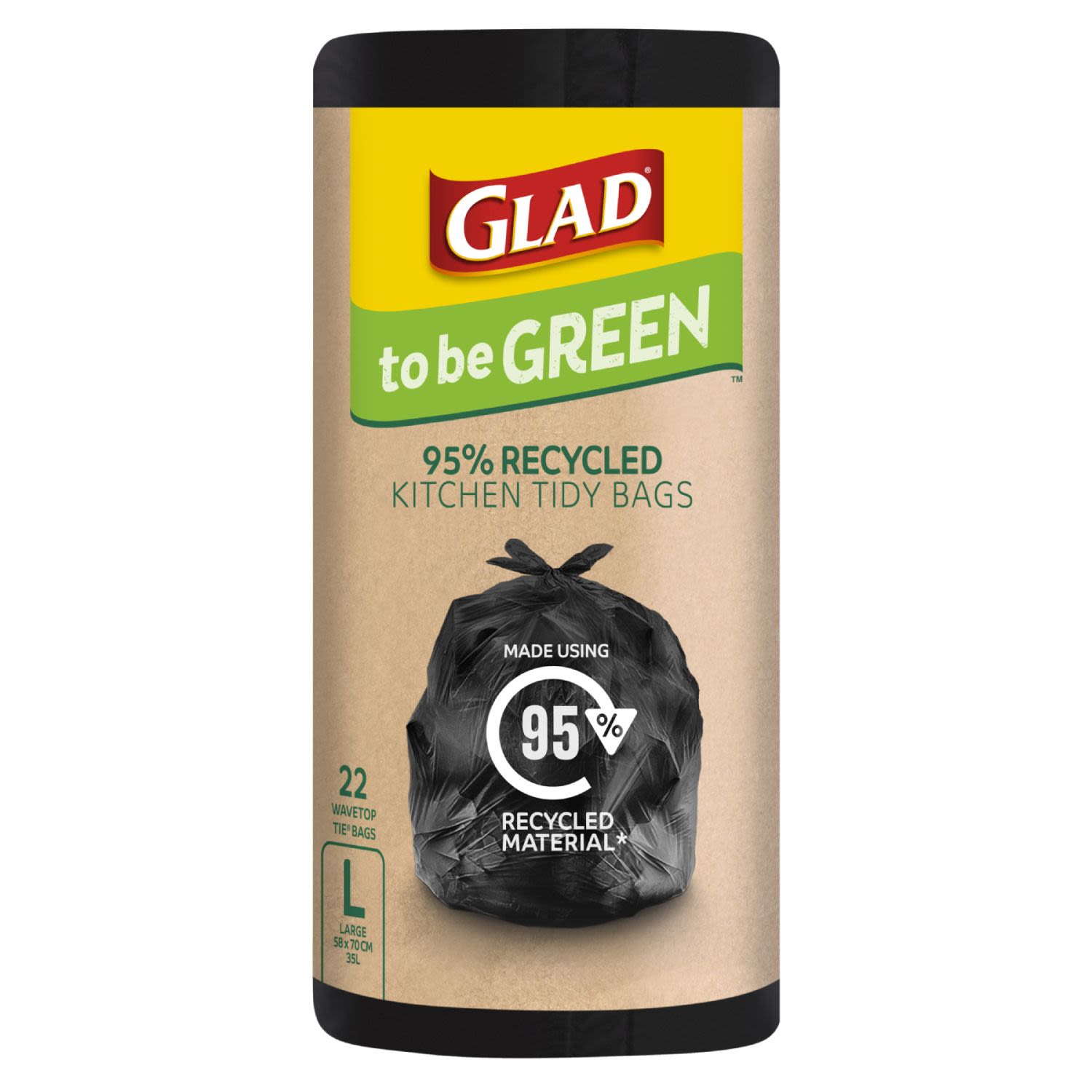 Glad to be Green 95% Recycled Kitchen Tidy Bags Large, 22 Each